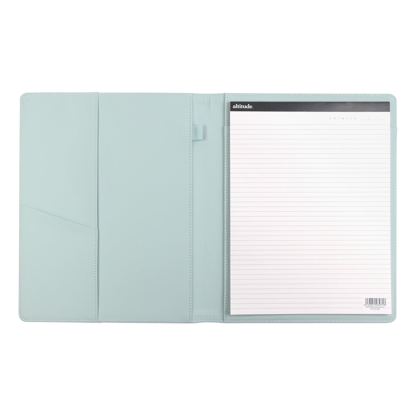 Padfolio 10"x12.5" Vegan Leather Seafoam Blue Debossed Arch