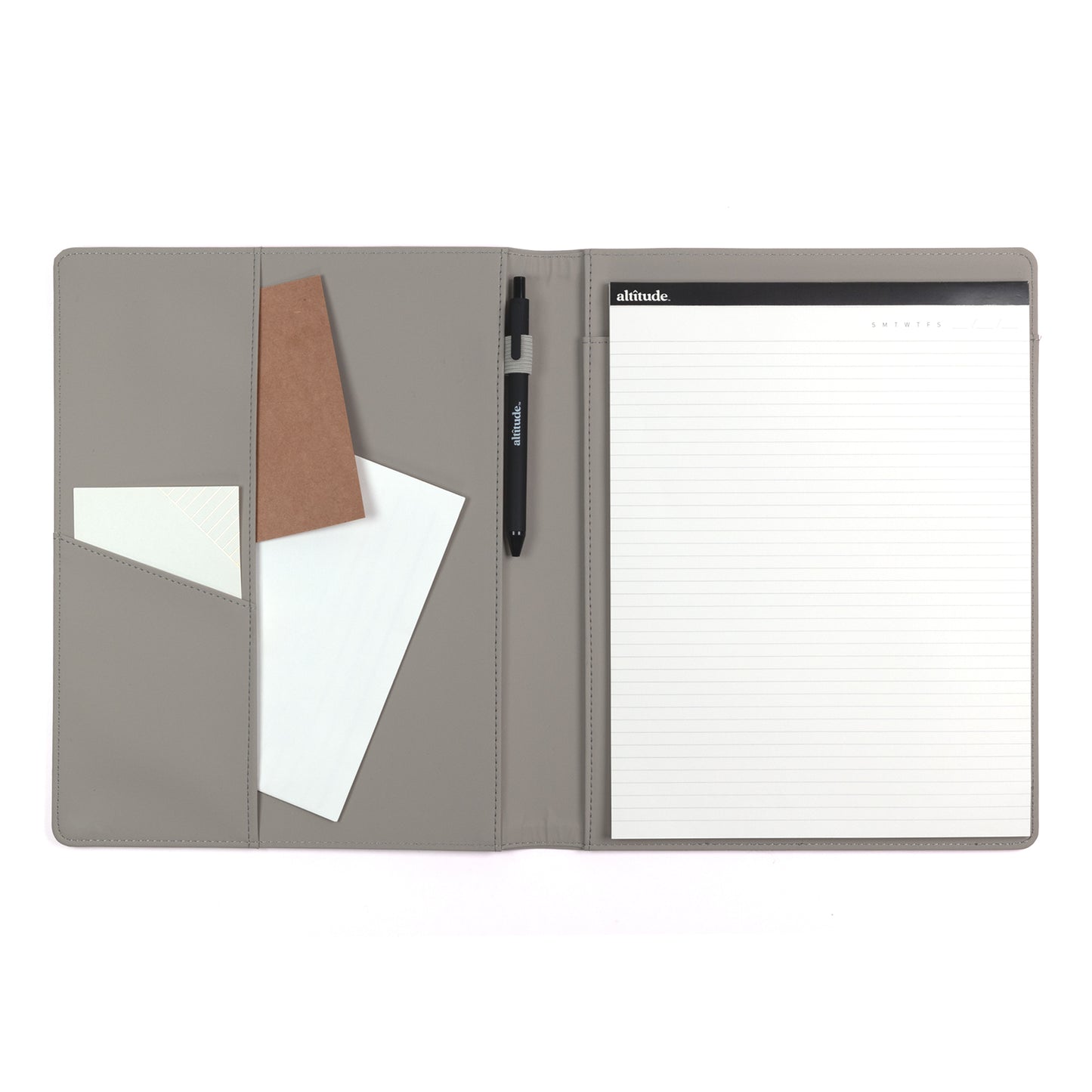 Padfolio 10"x12.5" Vegan Leather Gray Debossed Arch
