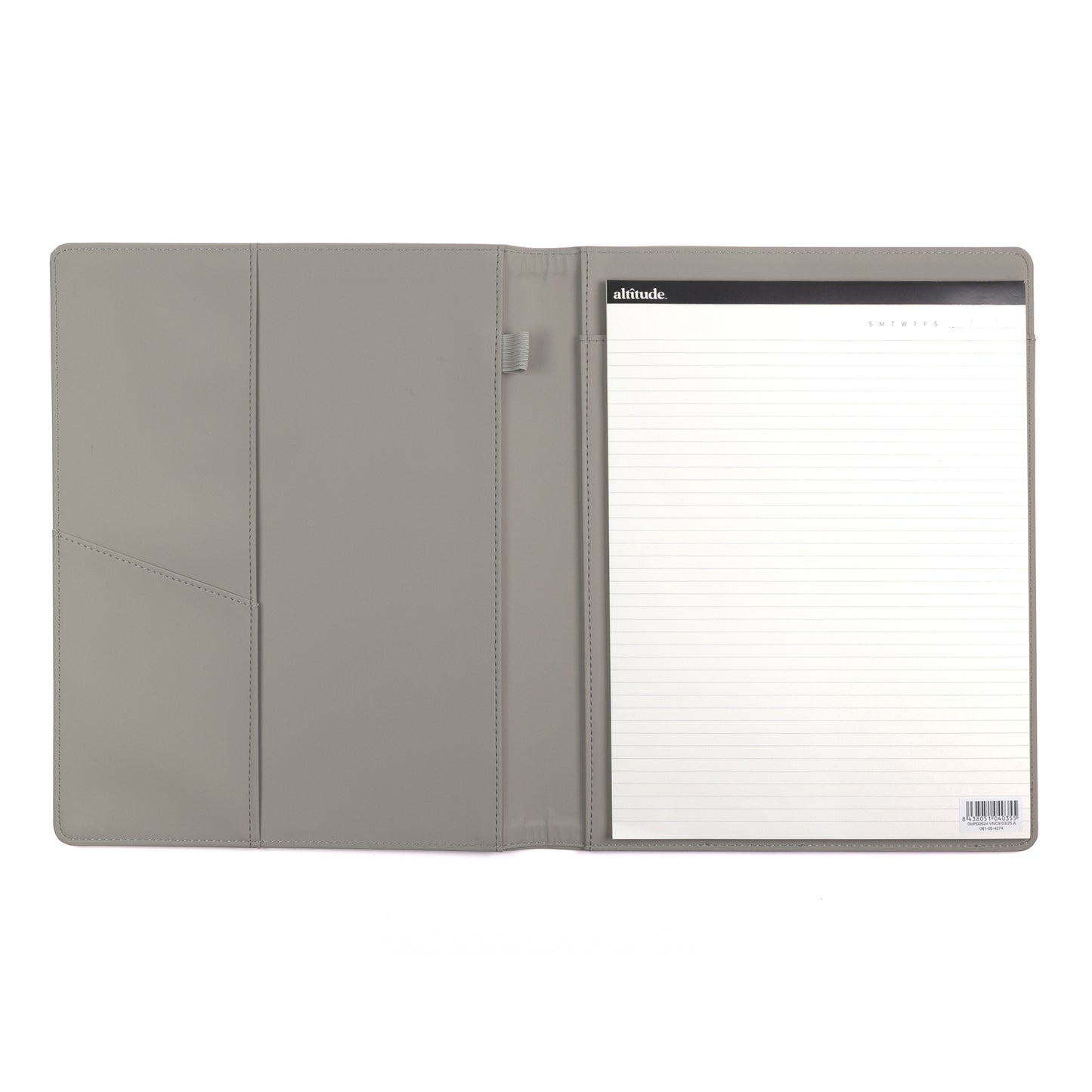 Padfolio 10"x12.5" Vegan Leather Gray Debossed Arch