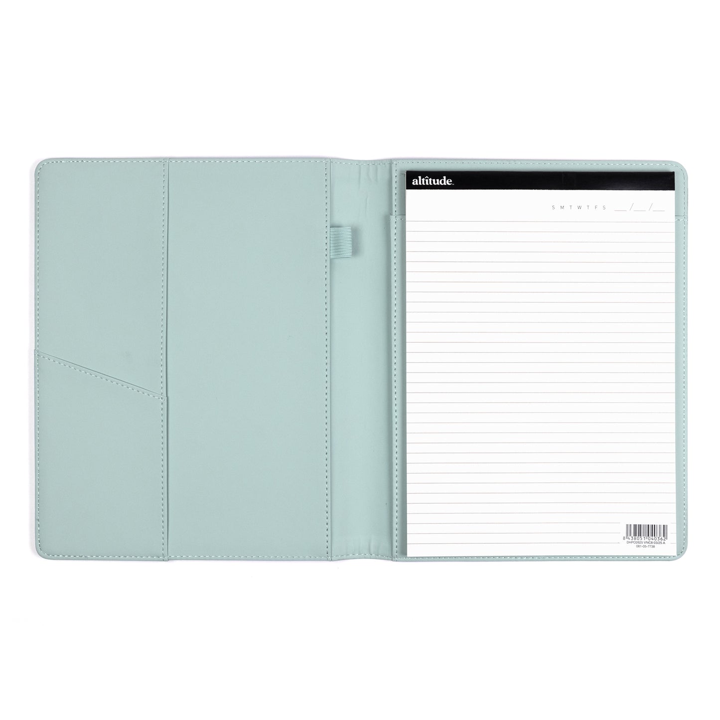 Padfolio 8.5"x10.5" Vegan Leather Seafoam Blue Debossed Arch