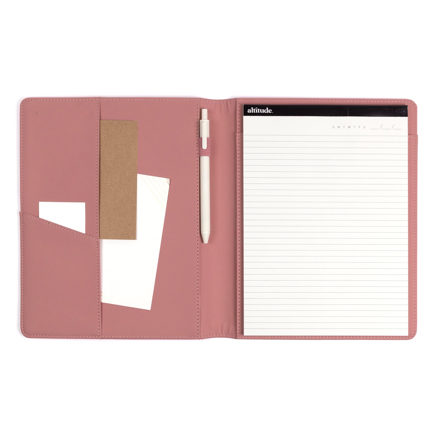 Padfolio 8"x10.5" Vegan Leather Mauve Pink Debossed Arch