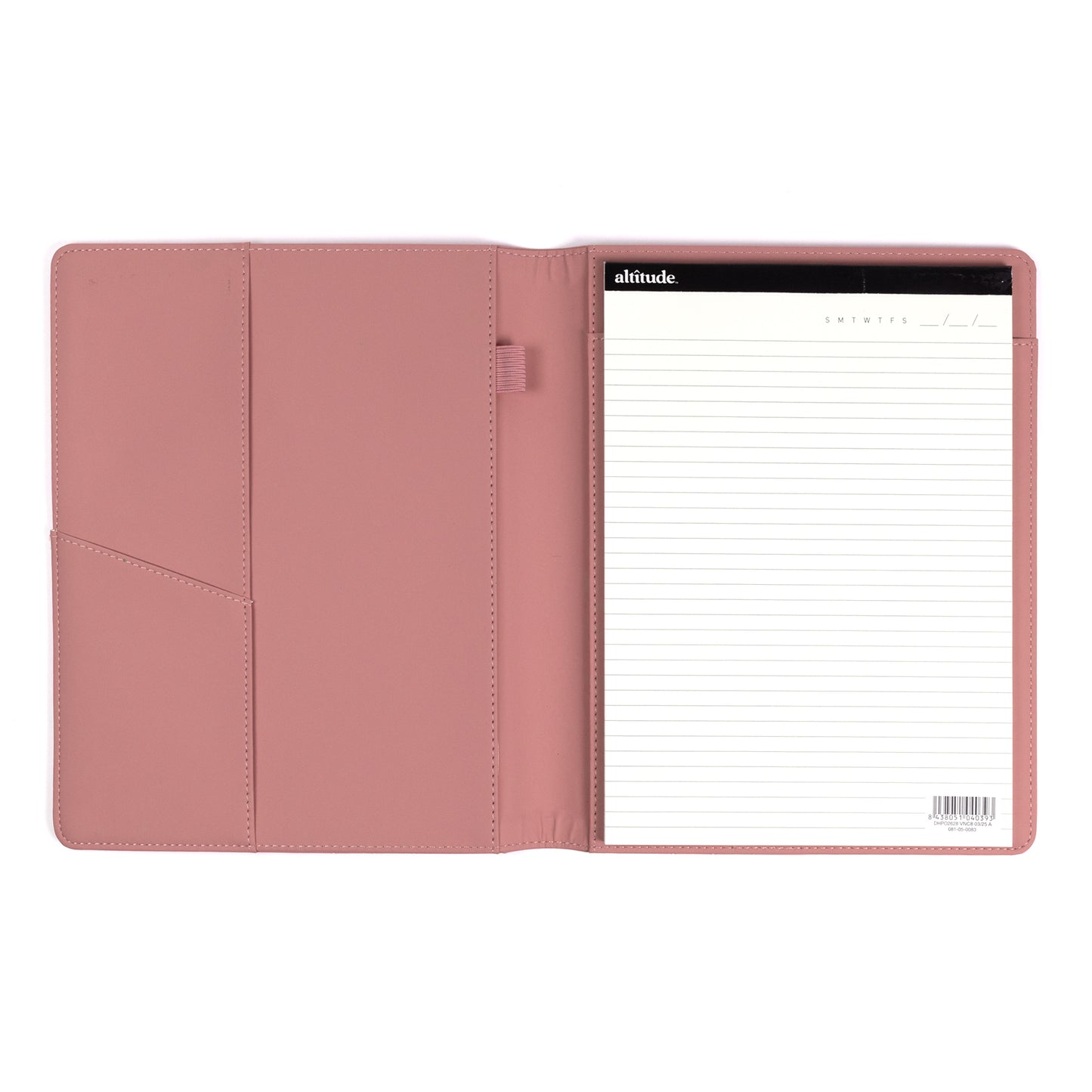 Padfolio 8"x10.5" Vegan Leather Mauve Pink Debossed Arch