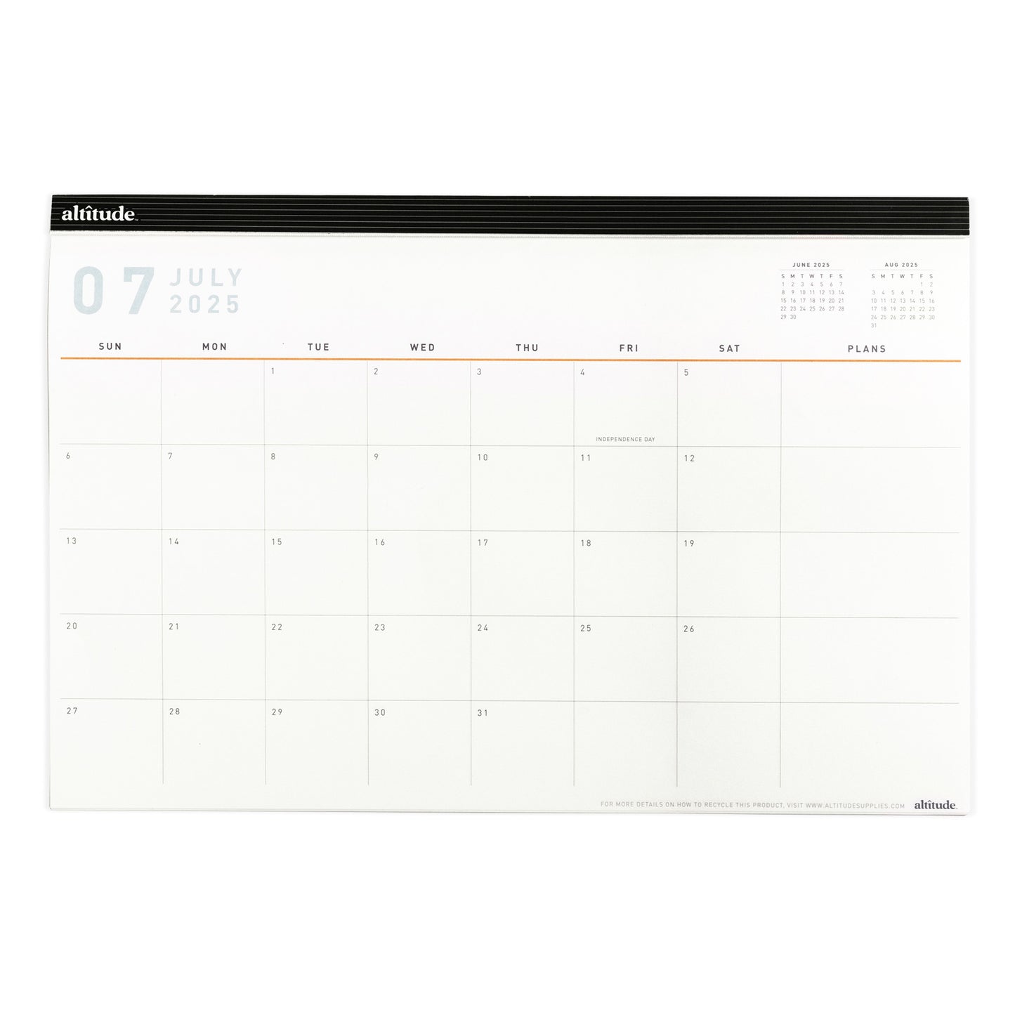2025-2026 Academic Year Monthly Deskpad 12"x8" Cream: July 2025 to June 2026