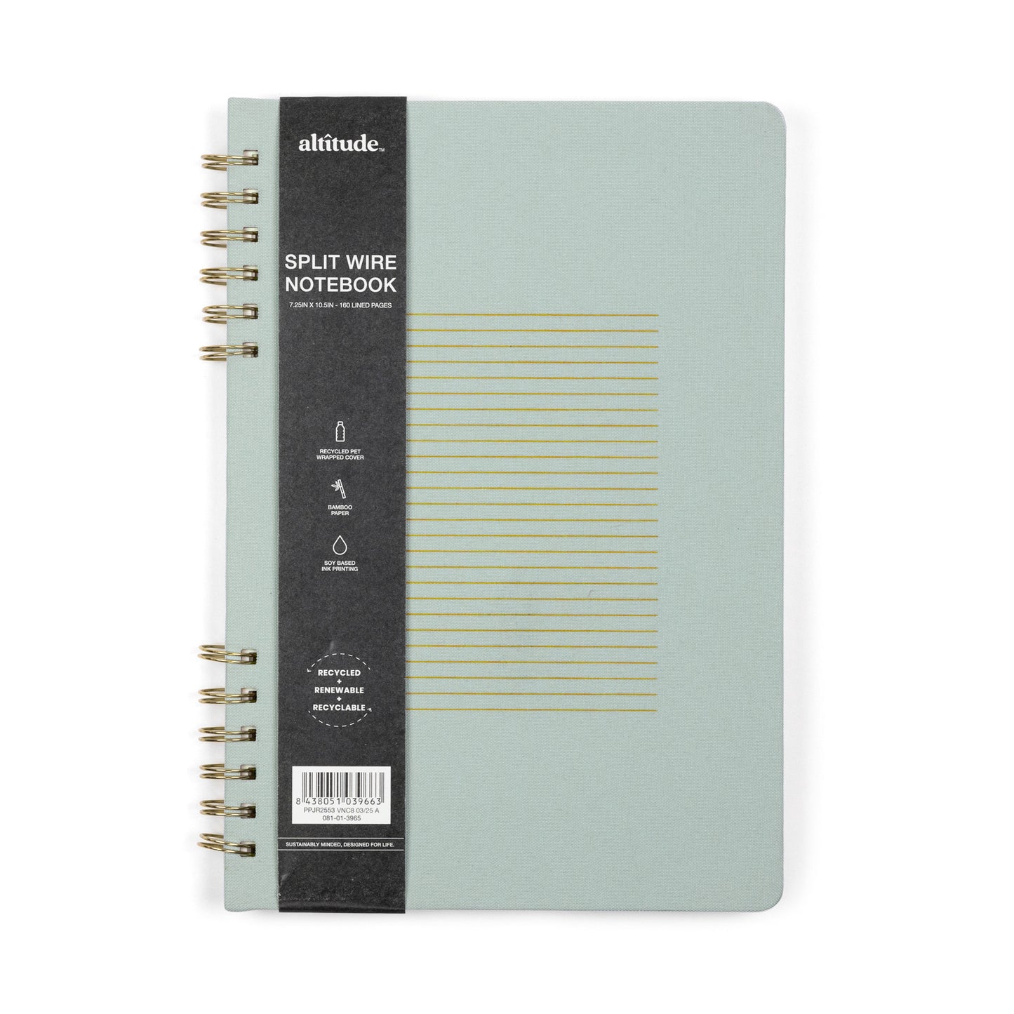 160pg Ruled Journal 7.25"x10.5" Split Twin Seafoam Blue