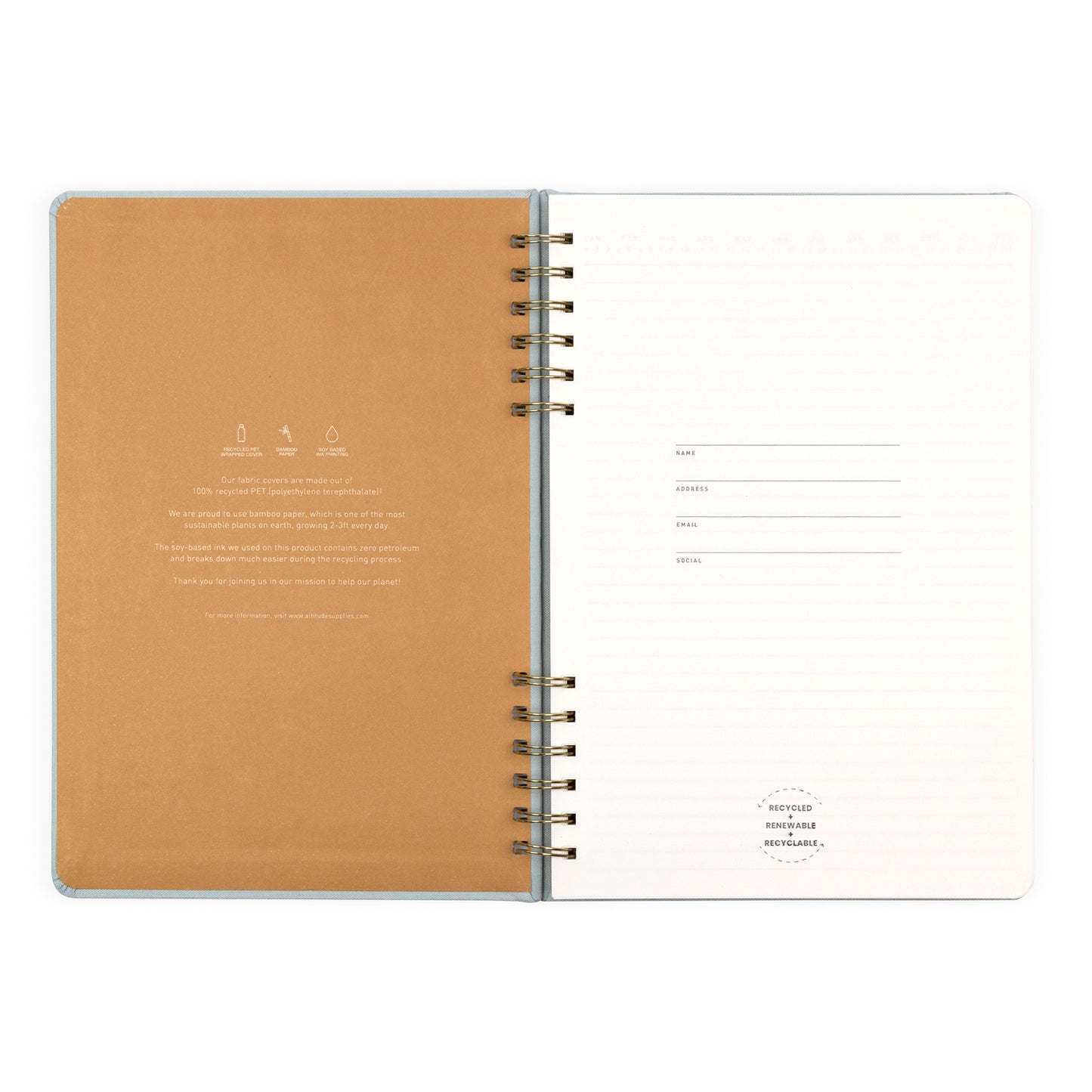 160pg Ruled Journal 7.25"x10.5" Split Twin Seafoam Blue