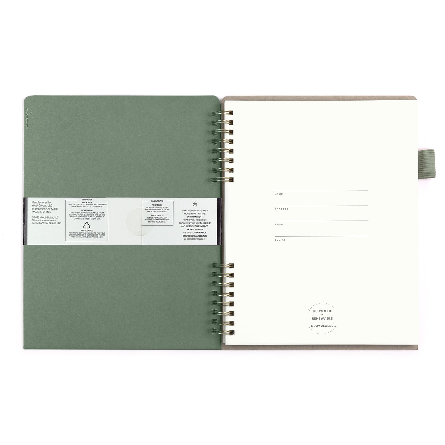 160pg Ruled Journal with Folder Cover 7"x9" Dark Sage Arch