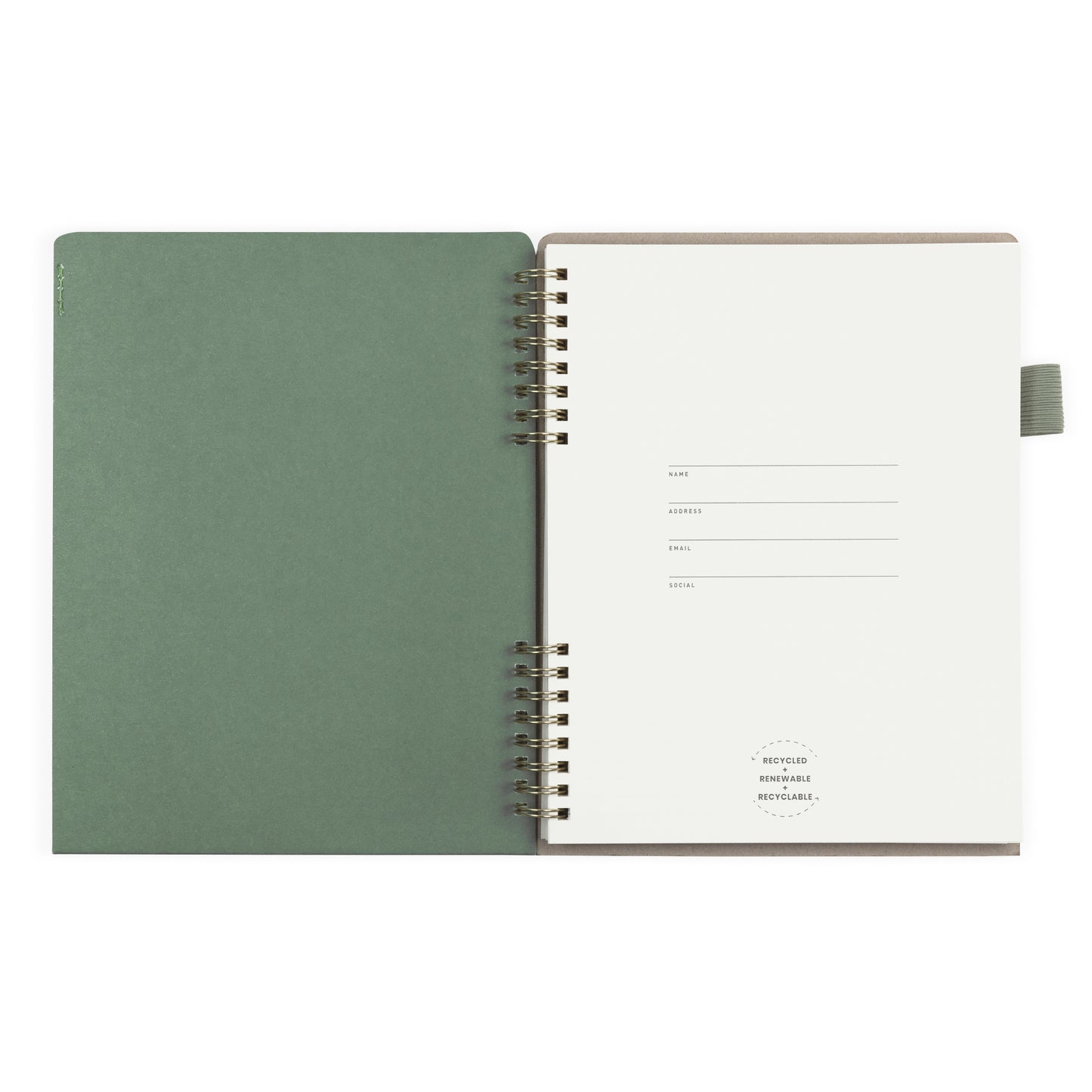 160pg Ruled Journal with Folder Cover 7"x9" Dark Sage Arch
