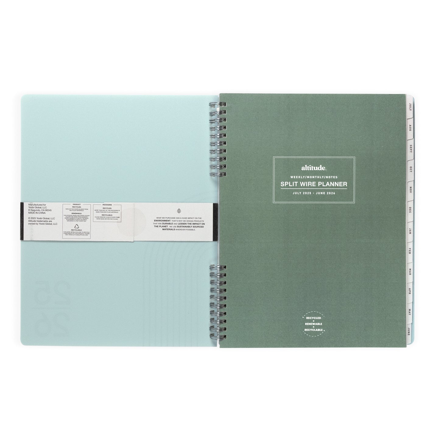 2025-2026 Academic Year Weekly/Monthly Planner 8.5"x11" Seafoam Blue Arch: July 2025 to June 2026