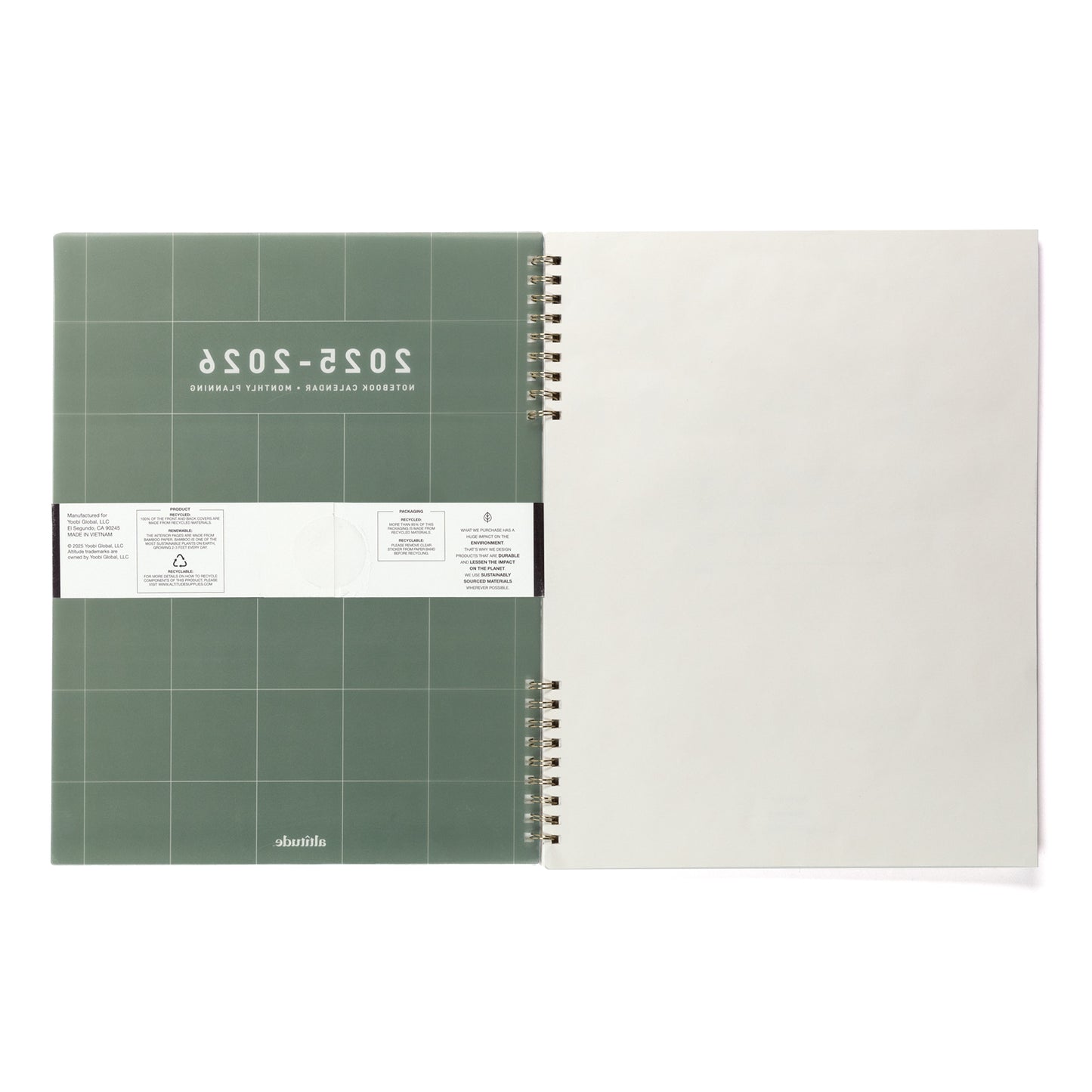 2025-2026 Academic Year Monthly Planner 8.5"x11" Dark Sage Grid: July 2025 to June 2026
