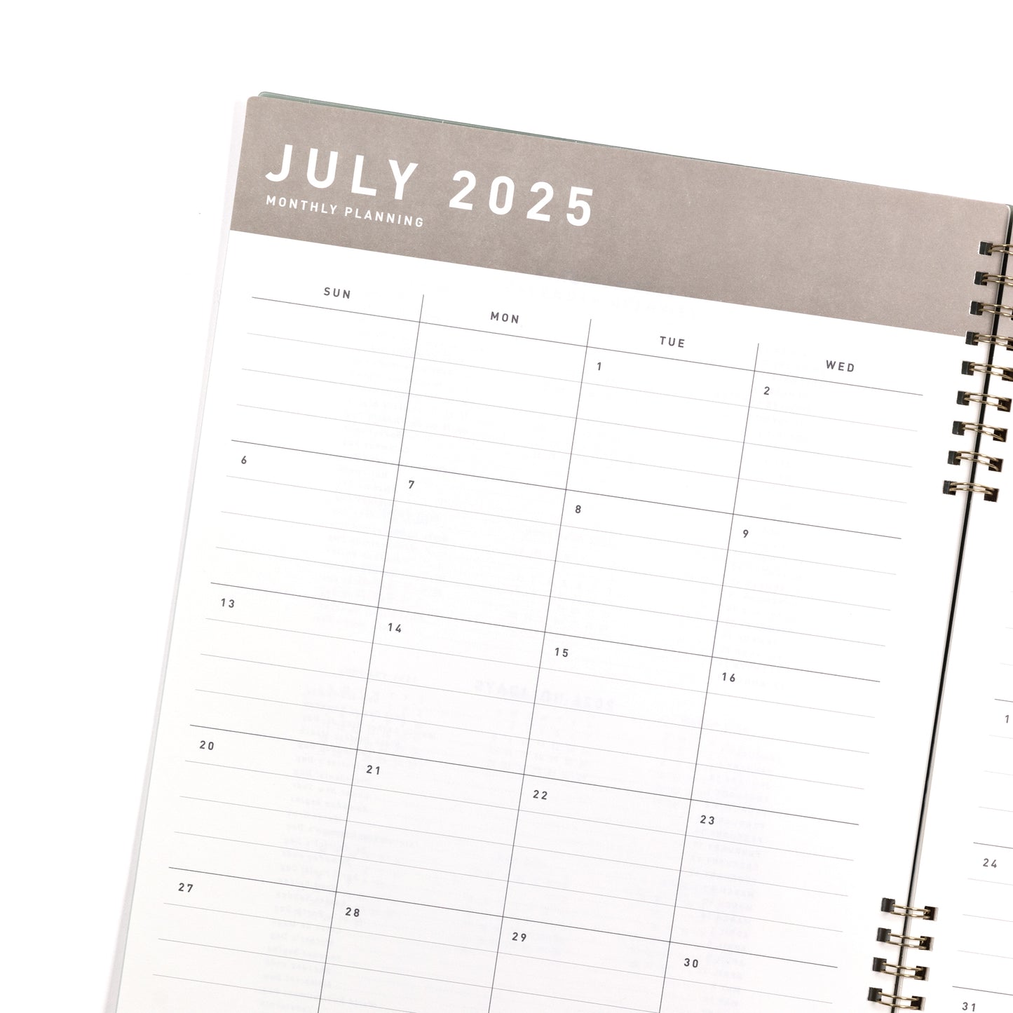 2025-2026 Academic Year Monthly Planner 8.5"x11" Dark Sage Grid: July 2025 to June 2026