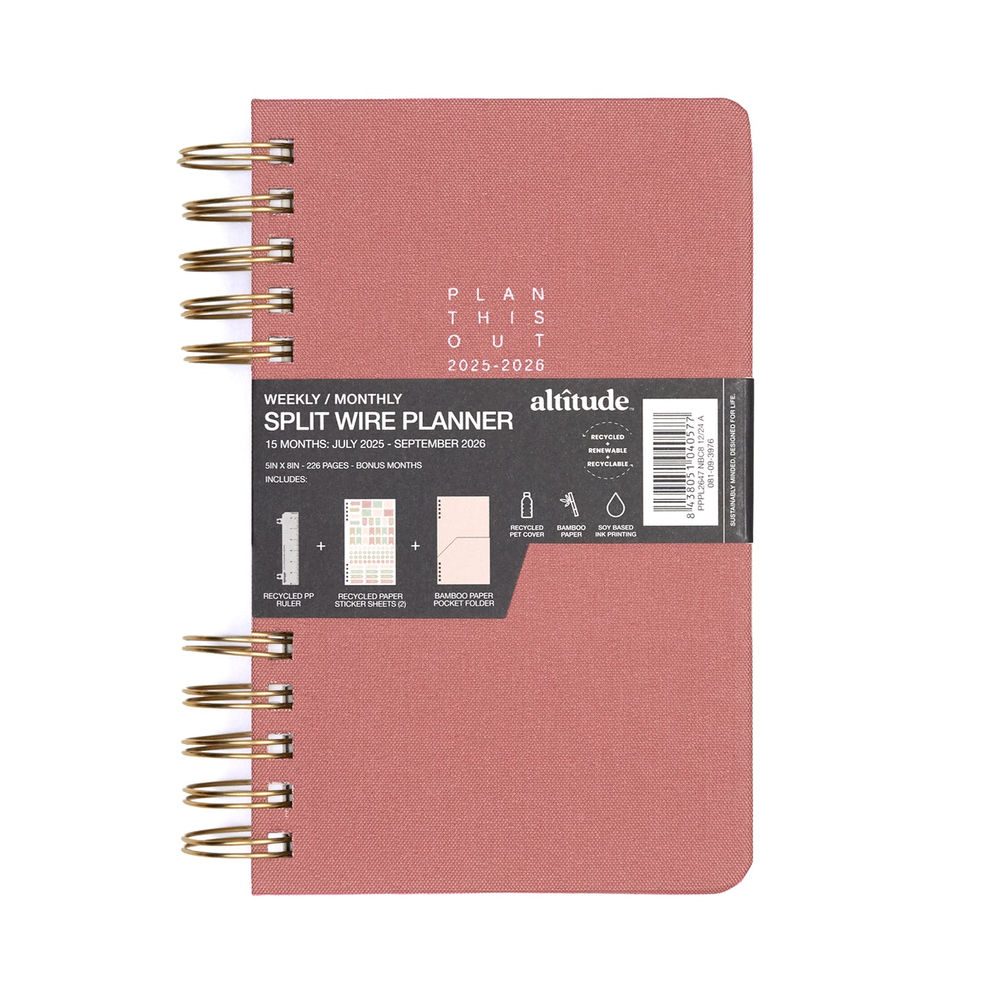 Planner 5"x8" Monthly & Weekly Mauve Pink