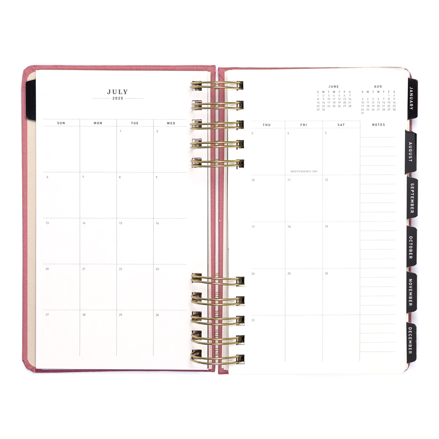 Planner 5"x8" Monthly & Weekly Mauve Pink
