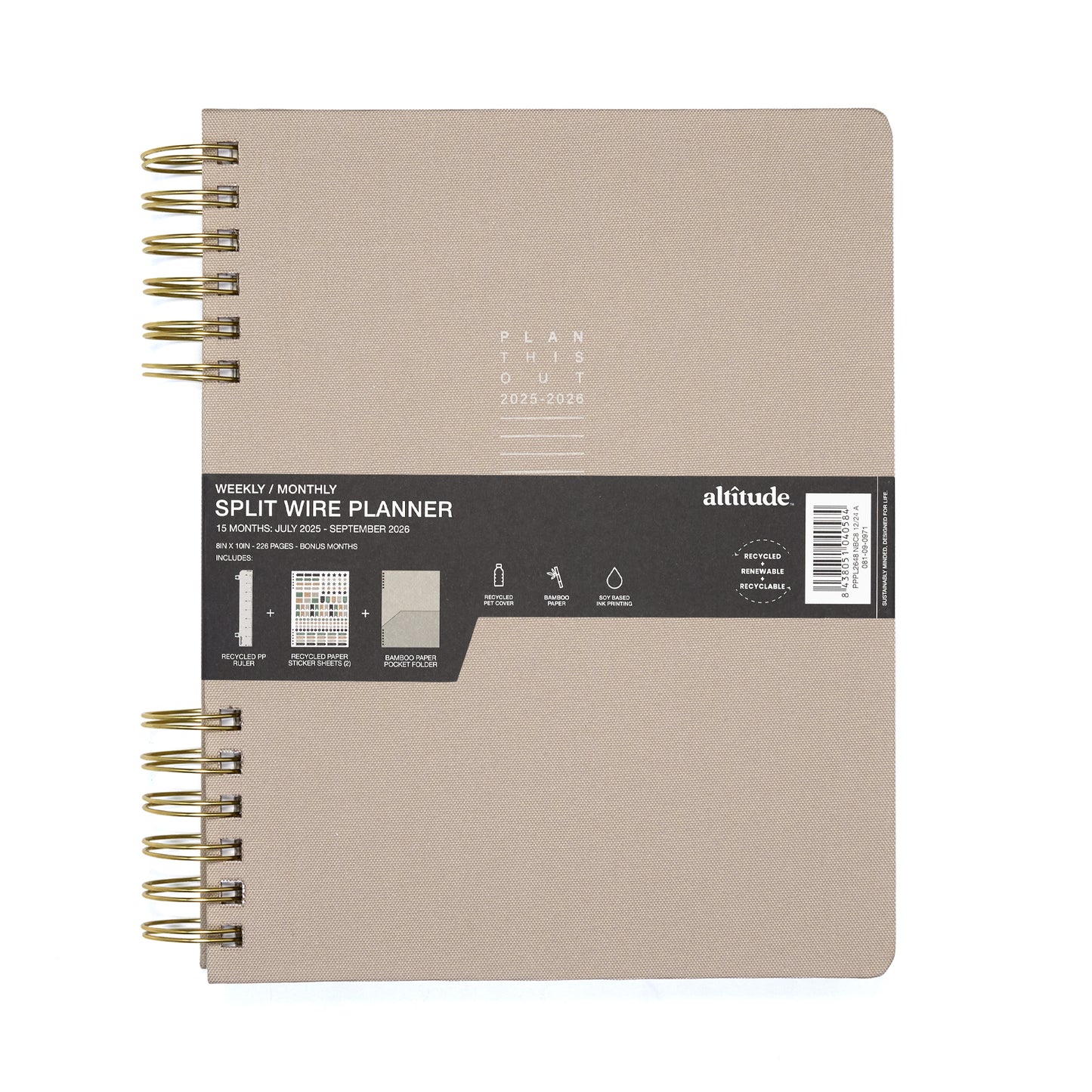 Planner 8"x10" Monthly & Weekly Warm Gray
