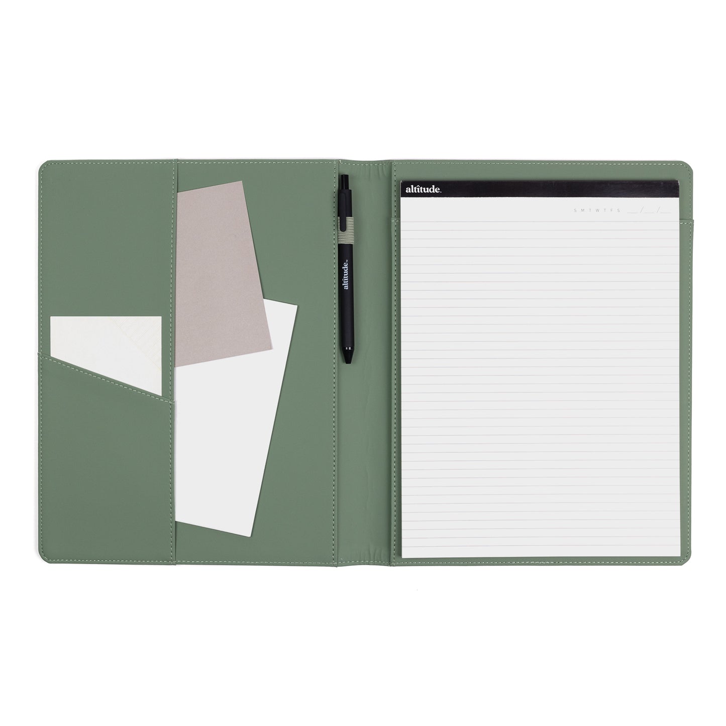 Padfolio 10"x12.5" Vegan Leather Dark Sage Debossed Arch