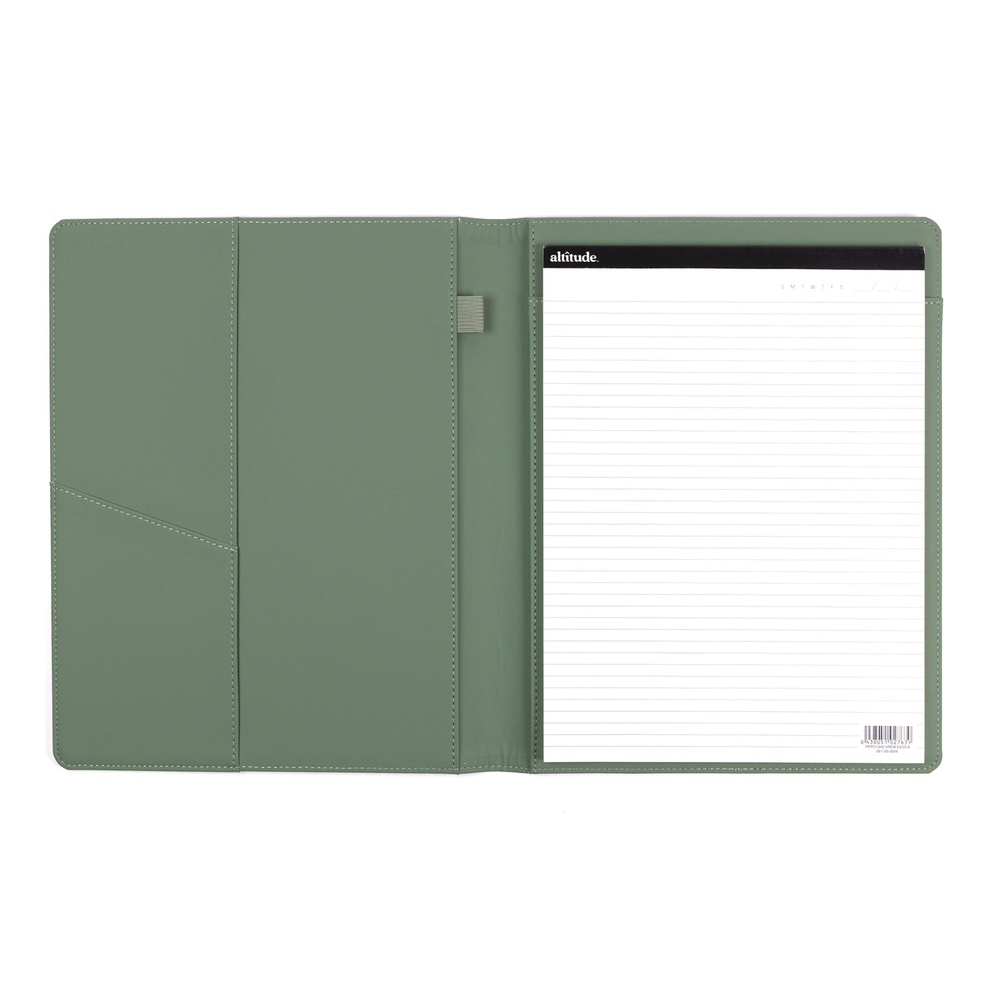Padfolio 10"x12.5" Vegan Leather Dark Sage Debossed Arch