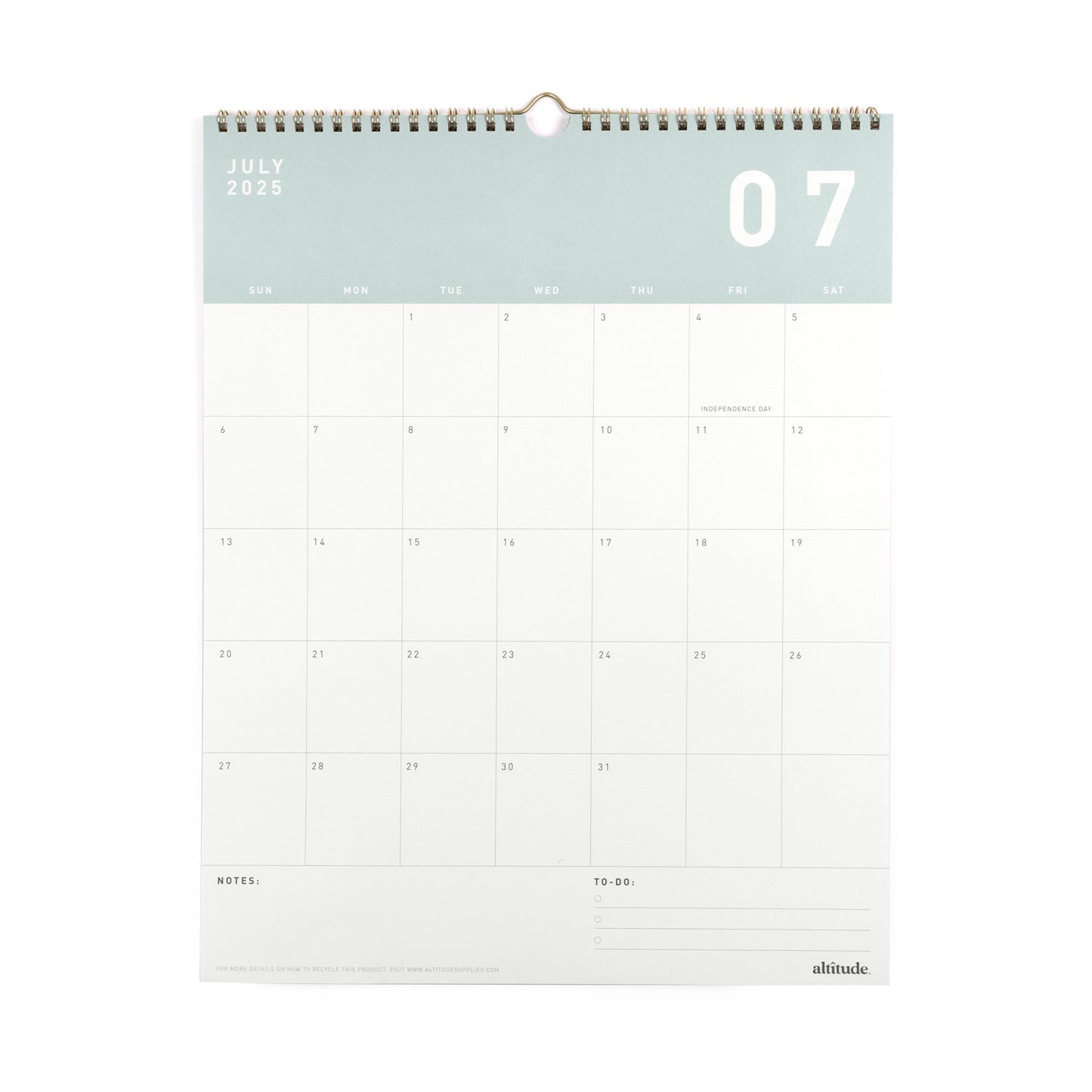 2025-2026 Academic Year Monthly Wall Calendar 12"x15" Seafoam Blue: July 2025 to June 2026