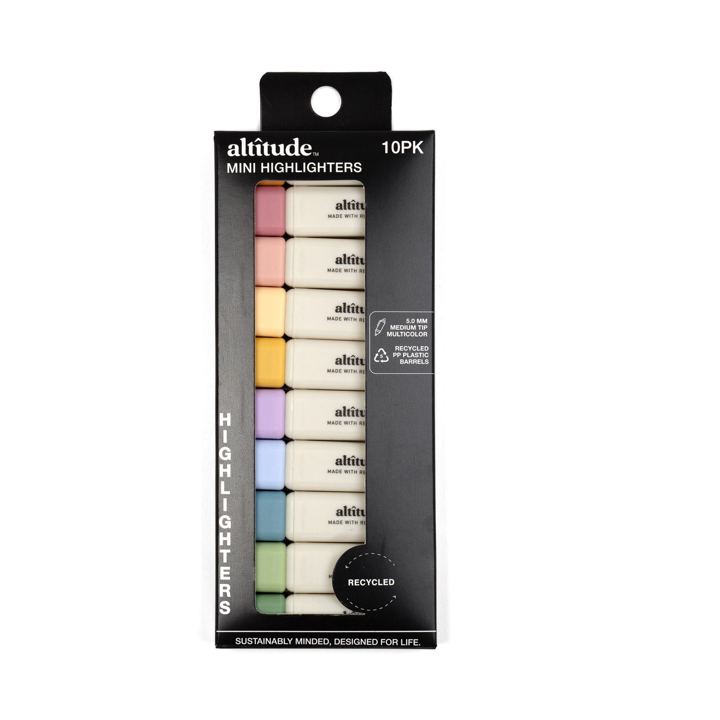 10pk Mini Highlighters 5.0mm Multicolor Ink