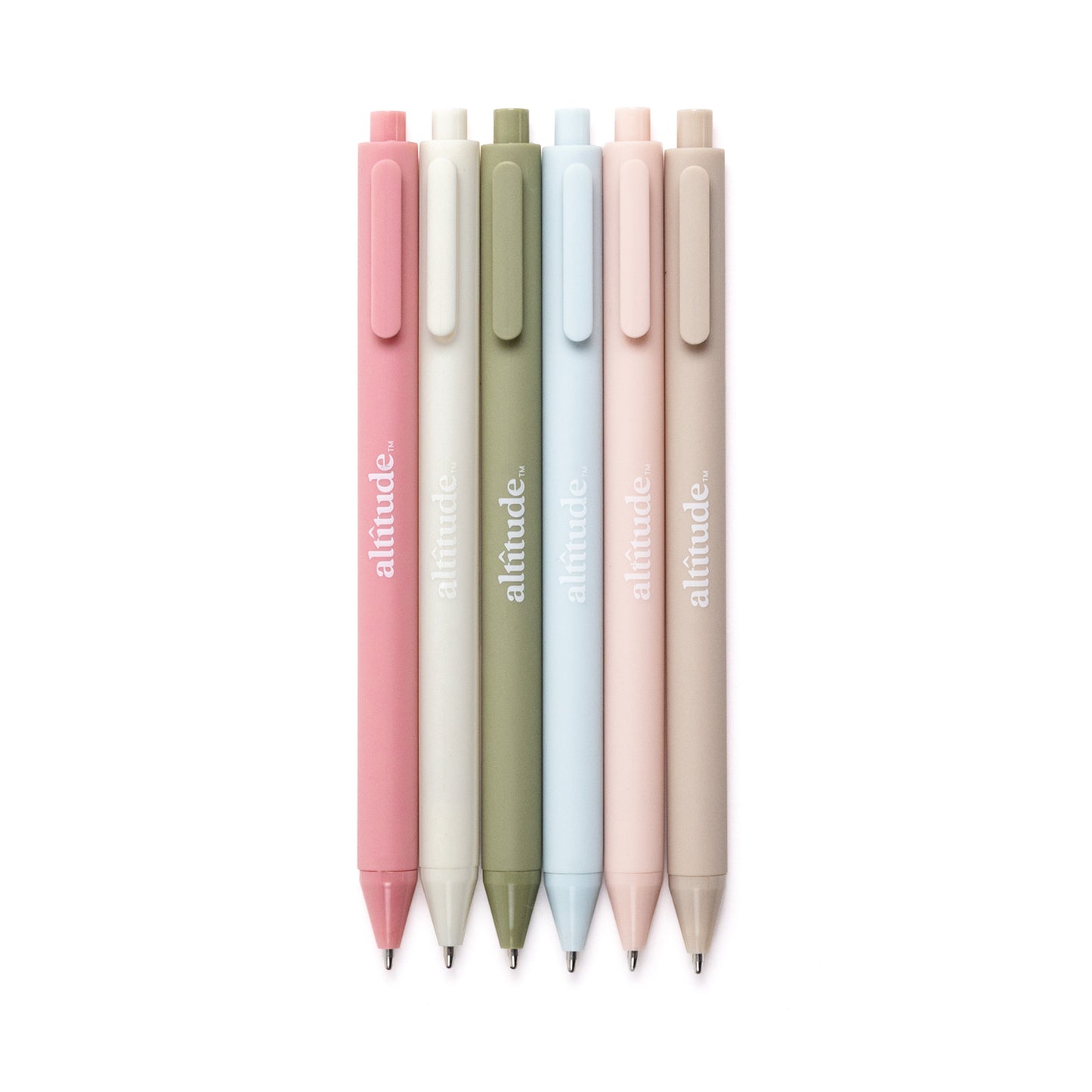 6pk Retractable Ballpoint Pens 1.0mm Black Ink Eucalyptus