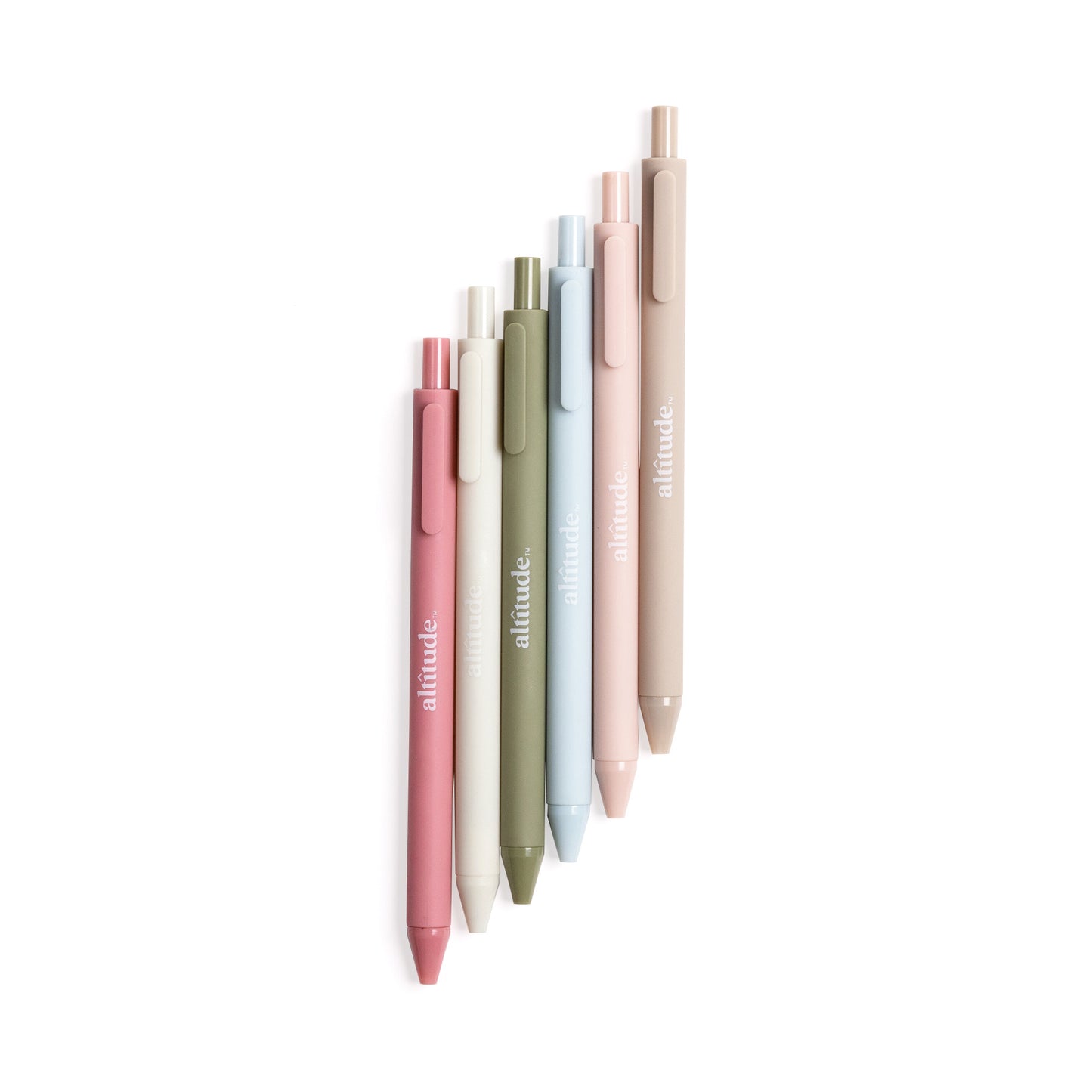 6pk Retractable Ballpoint Pens 1.0mm Black Ink Eucalyptus