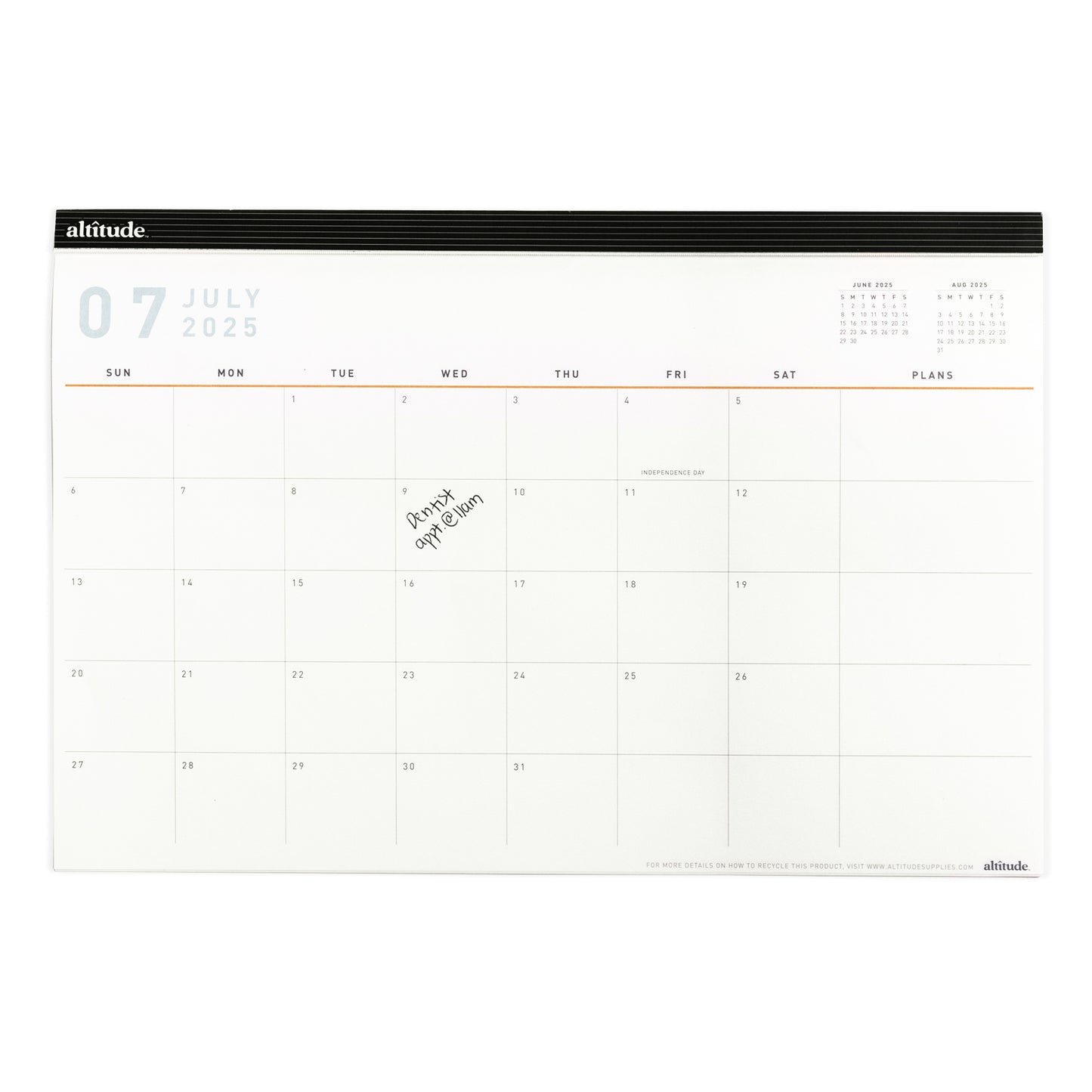 2025-2026 Academic Year Monthly Deskpad 12"x8" Cream: July 2025 to June 2026