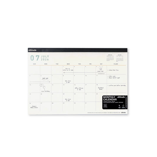 12 Month 2026-2027 12"x 8" Desk Pad Calendar - Cream