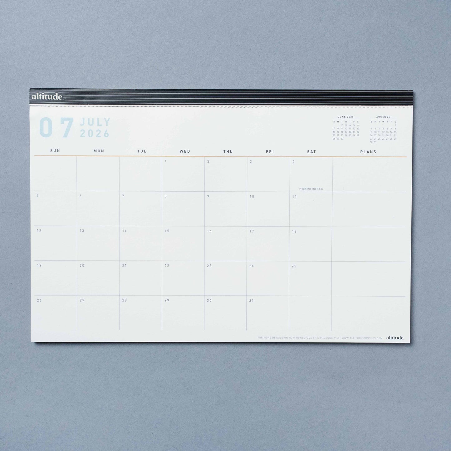 12 Month 2026-2027 12"x 8" Desk Pad Calendar - Cream