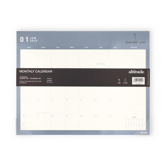 2027 Monthly Desktop Calendar Slate Blue