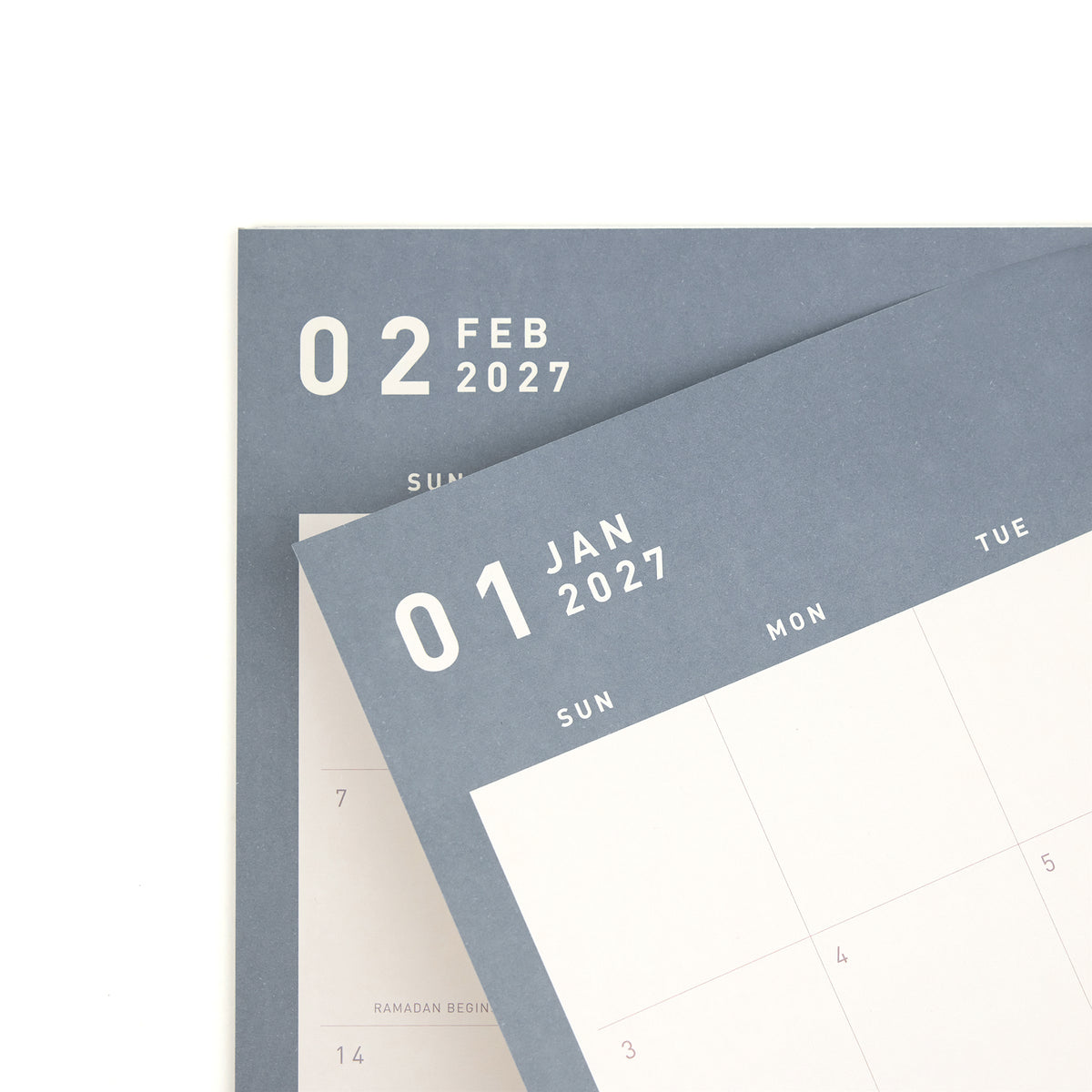 2027 Monthly Desktop Calendar Slate Blue