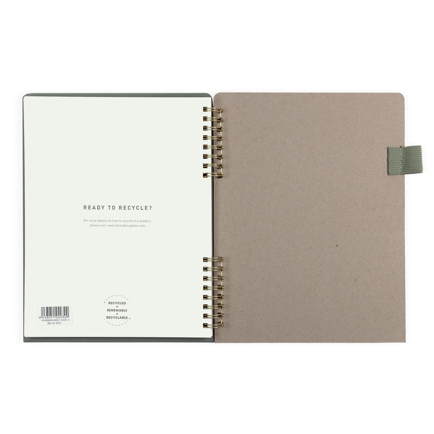 160pg Ruled Journal with Folder Cover 7"x9" Dark Sage Arch