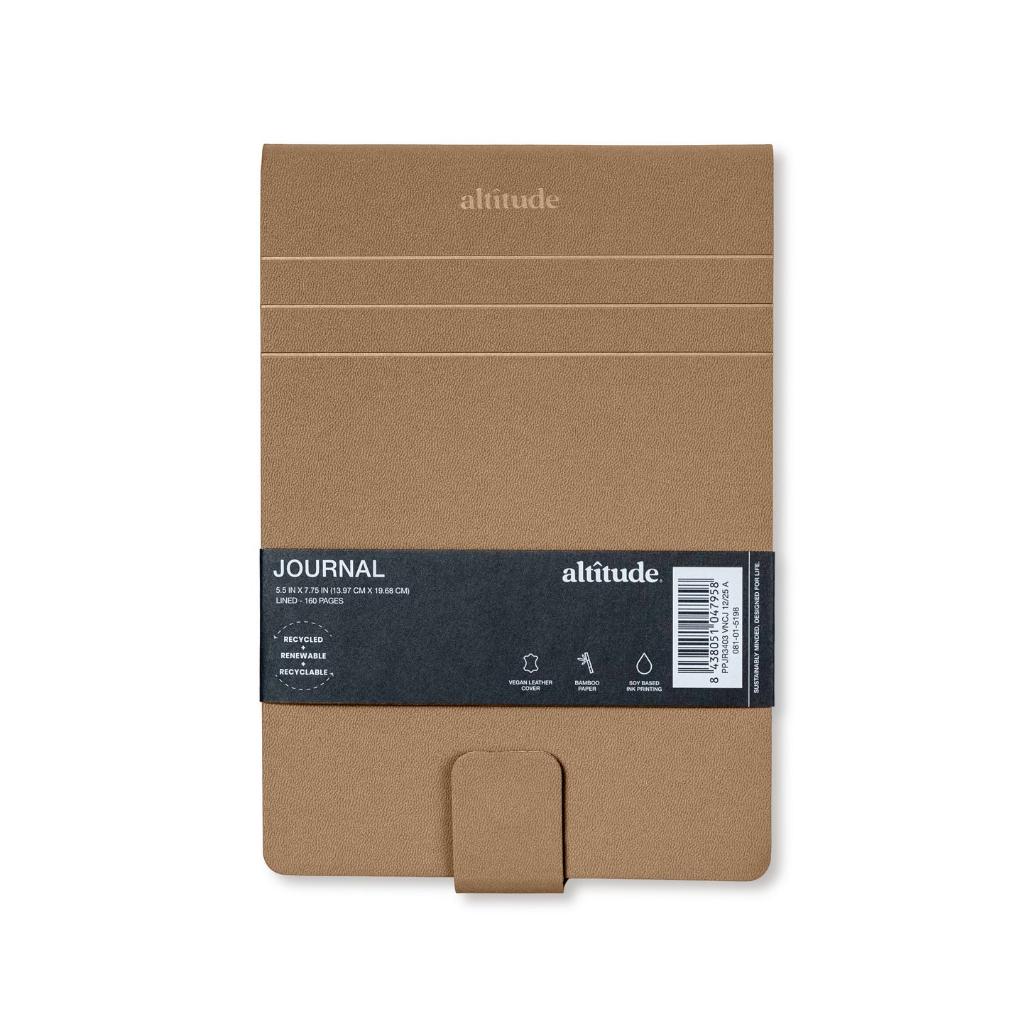 160pg Lined Journal 5.5"x 7.75" with Magnetic Closure - Earth Brown