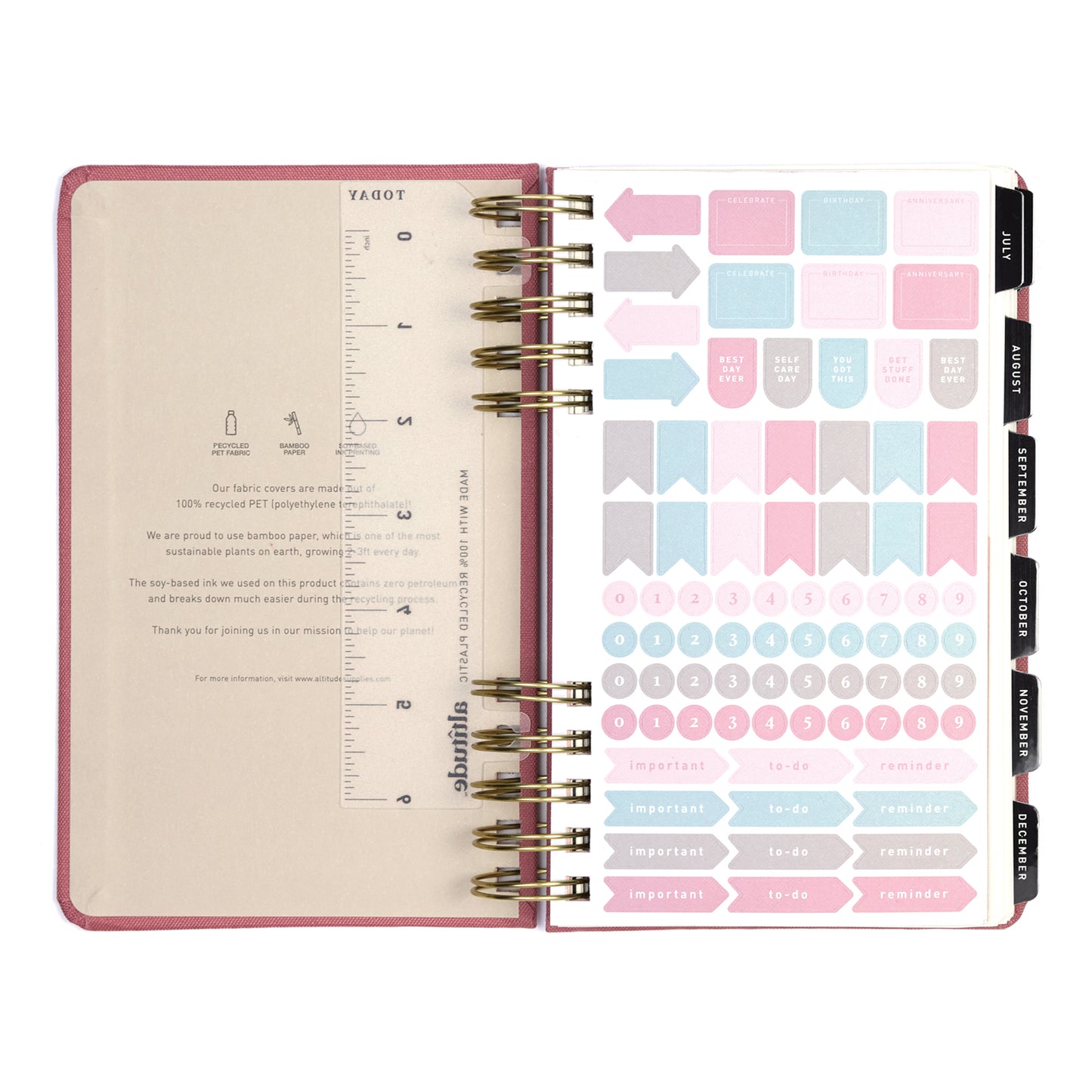 Planner 5"x8" Monthly & Weekly Mauve Pink