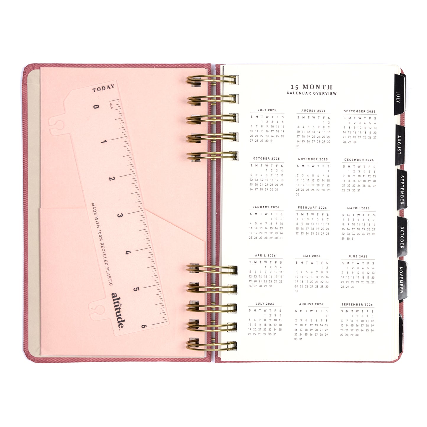 Planner 5"x8" Monthly & Weekly Mauve Pink
