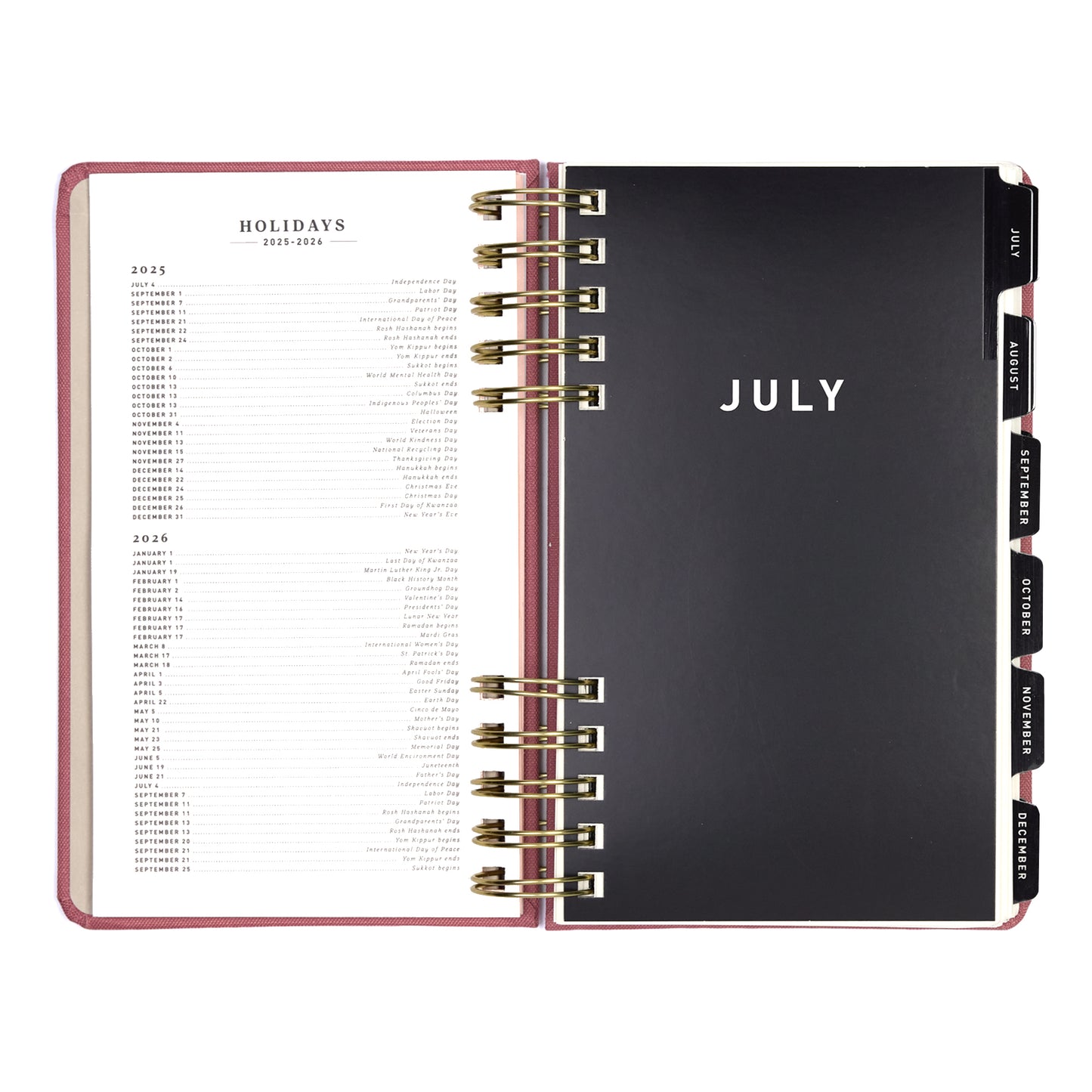 Planner 5"x8" Monthly & Weekly Mauve Pink