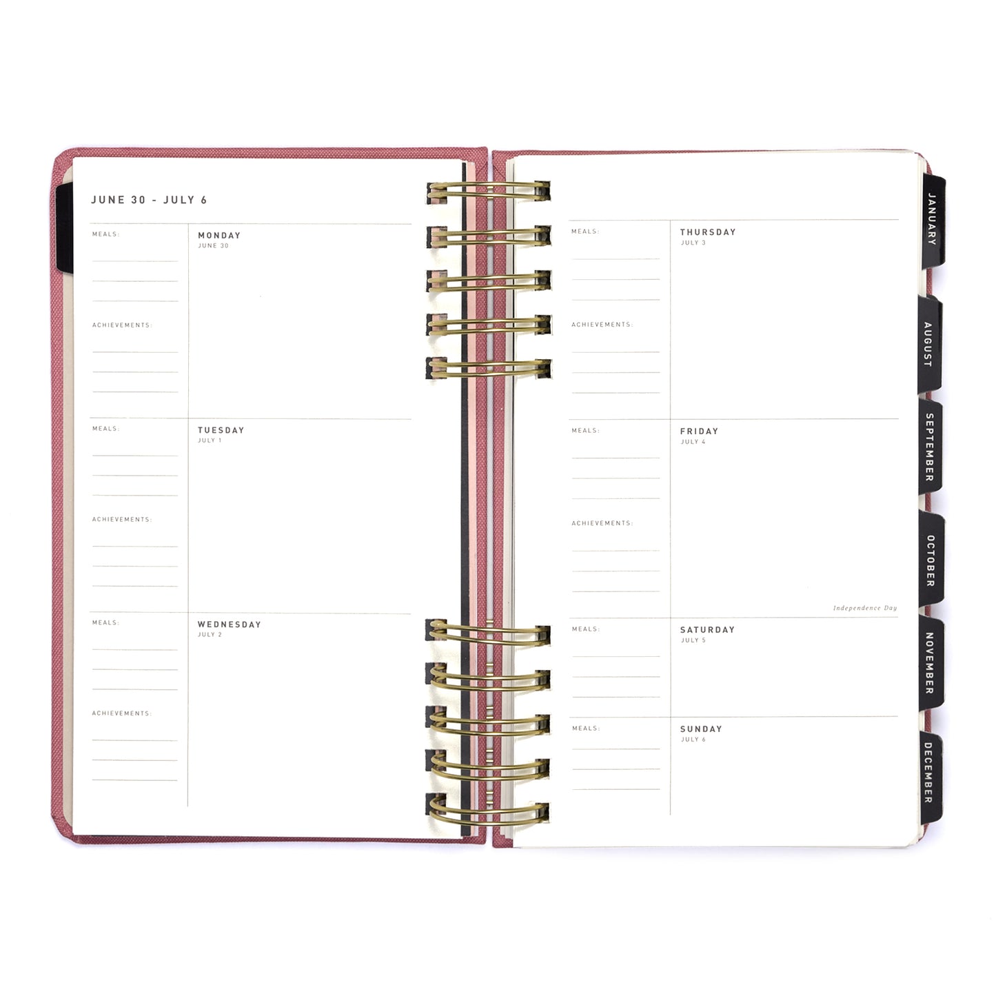 Planner 5"x8" Monthly & Weekly Mauve Pink