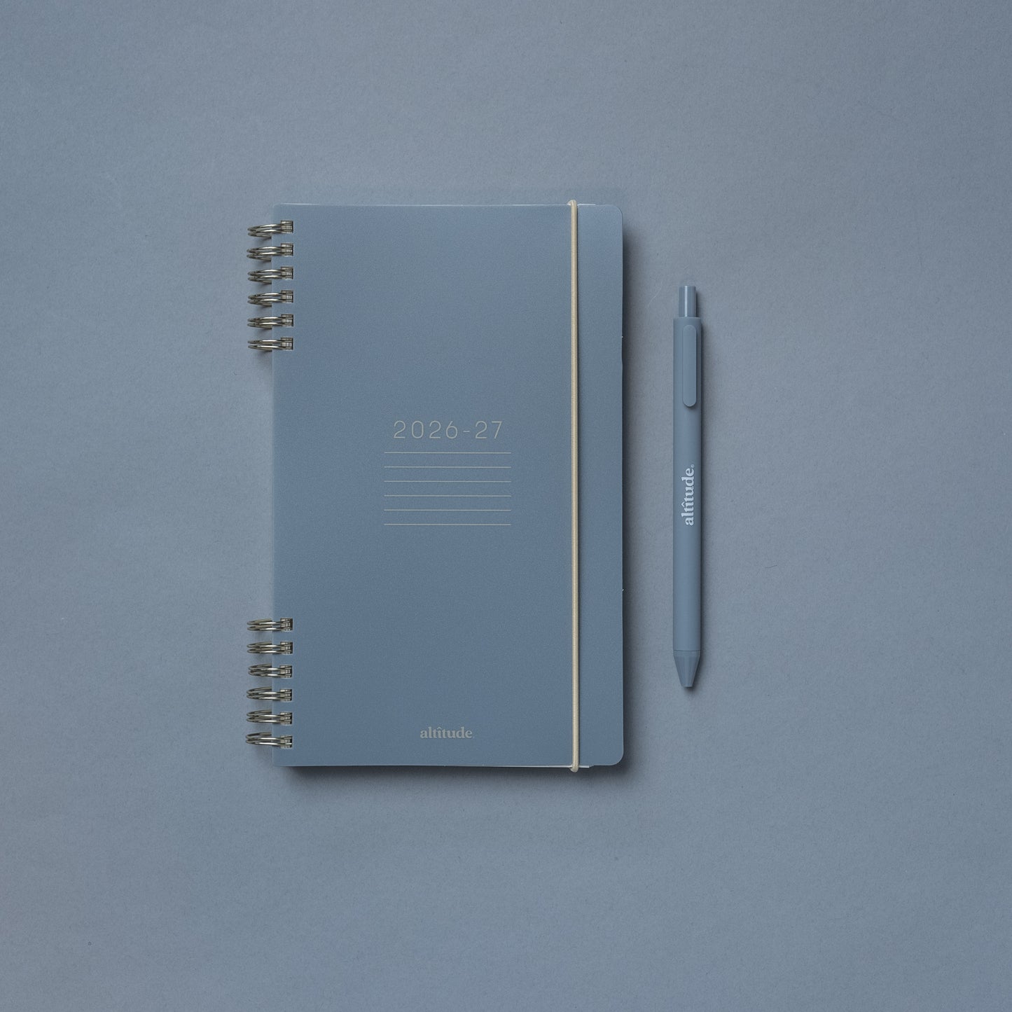 12 Month 2026-2027 5"x 8" Monthly/Weekly Planner with Ballpoint Pen - Slate Blue