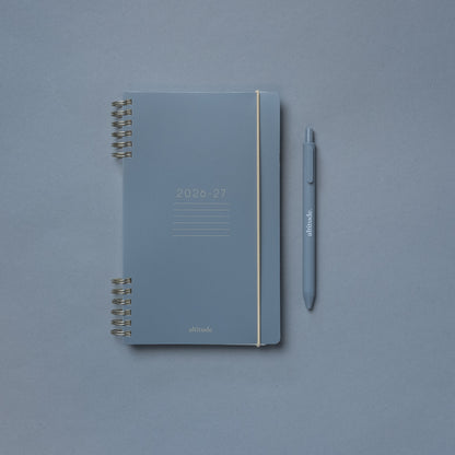 12 Month 2026-2027 5"x 8" Monthly/Weekly Planner with Ballpoint Pen - Slate Blue