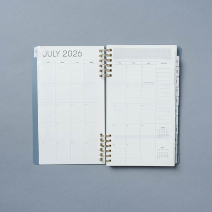 12 Month 2026-2027 5"x 8" Monthly/Weekly Planner with Ballpoint Pen - Slate Blue