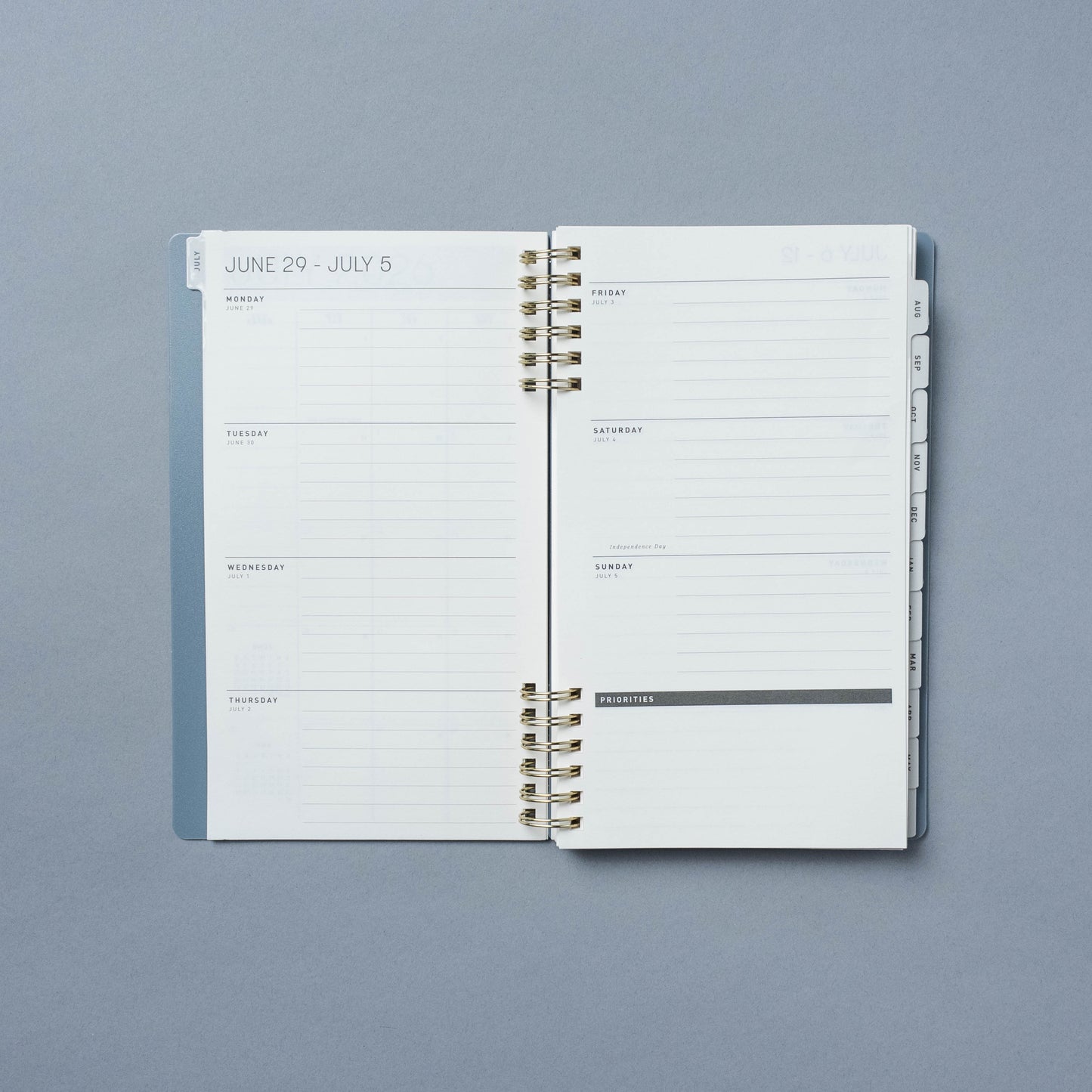 12 Month 2026-2027 5"x 8" Monthly/Weekly Planner with Ballpoint Pen - Slate Blue