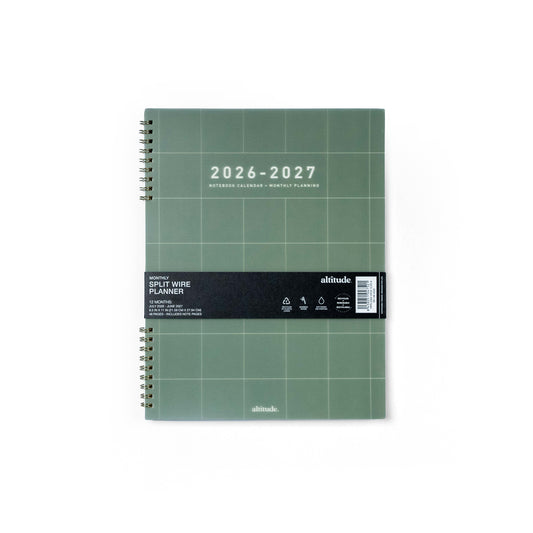 12 Month 2026-2027 8.5"x 11" Monthly Planner - Dark Sage