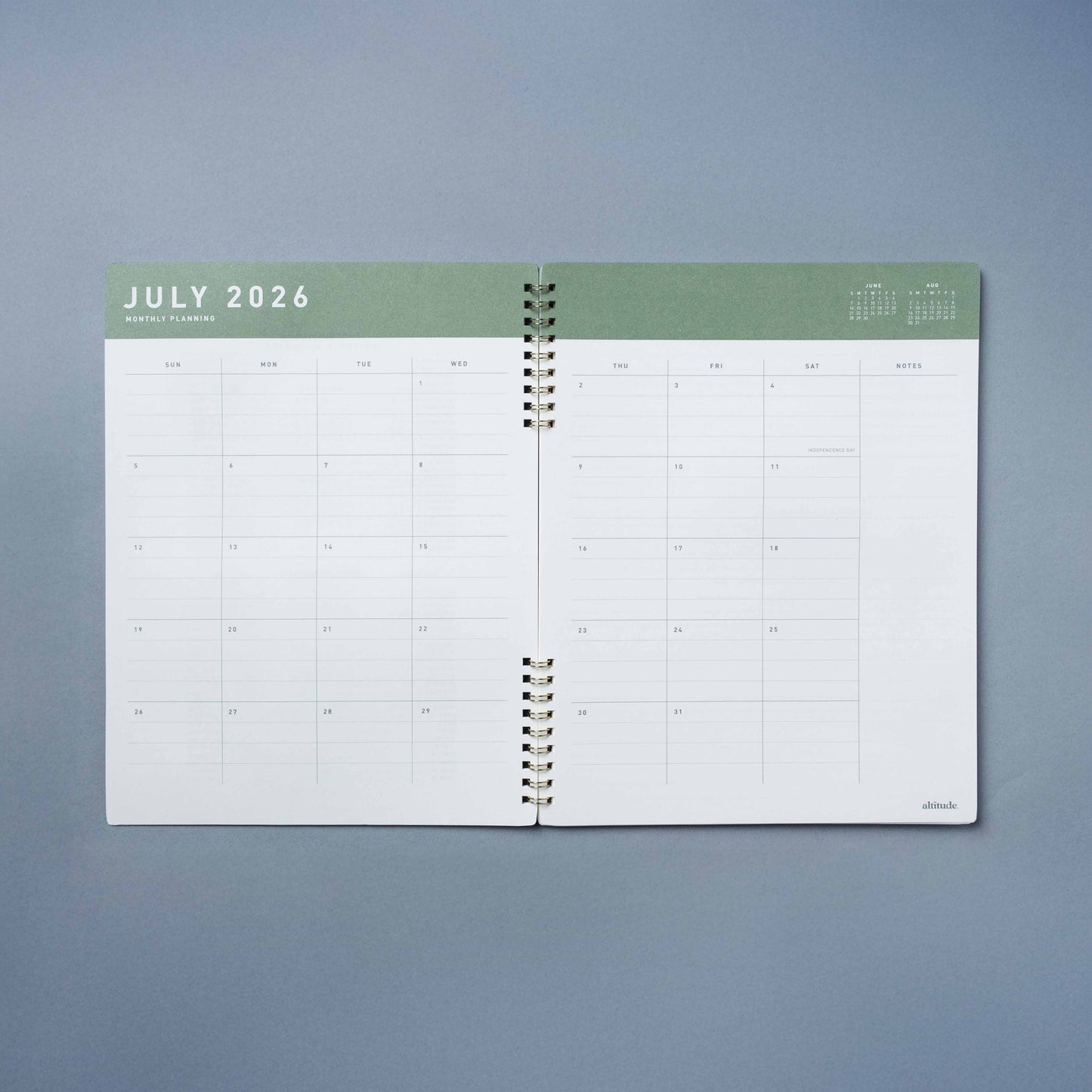 12 Month 2026-2027 8.5"x 11" Monthly Planner - Dark Sage