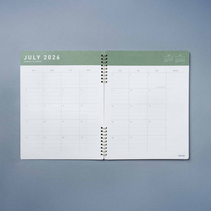 12 Month 2026-2027 8.5"x 11" Monthly Planner - Dark Sage