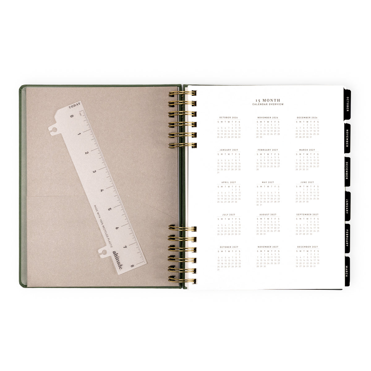 2026-2027 Weekly/Monthly Planner Sage Green