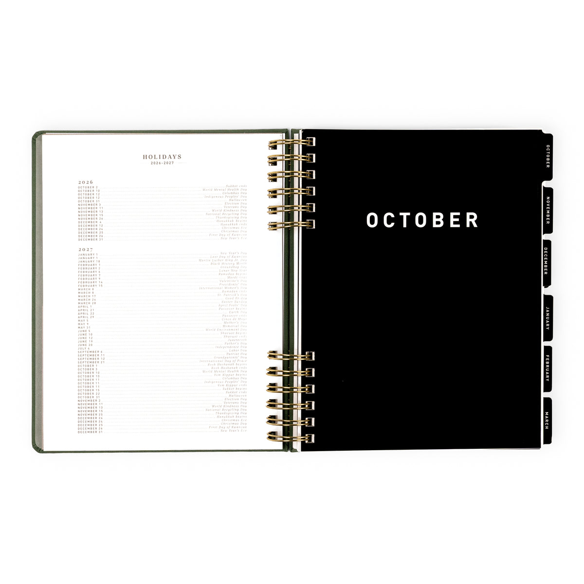 2026-2027 Weekly/Monthly Planner Sage Green
