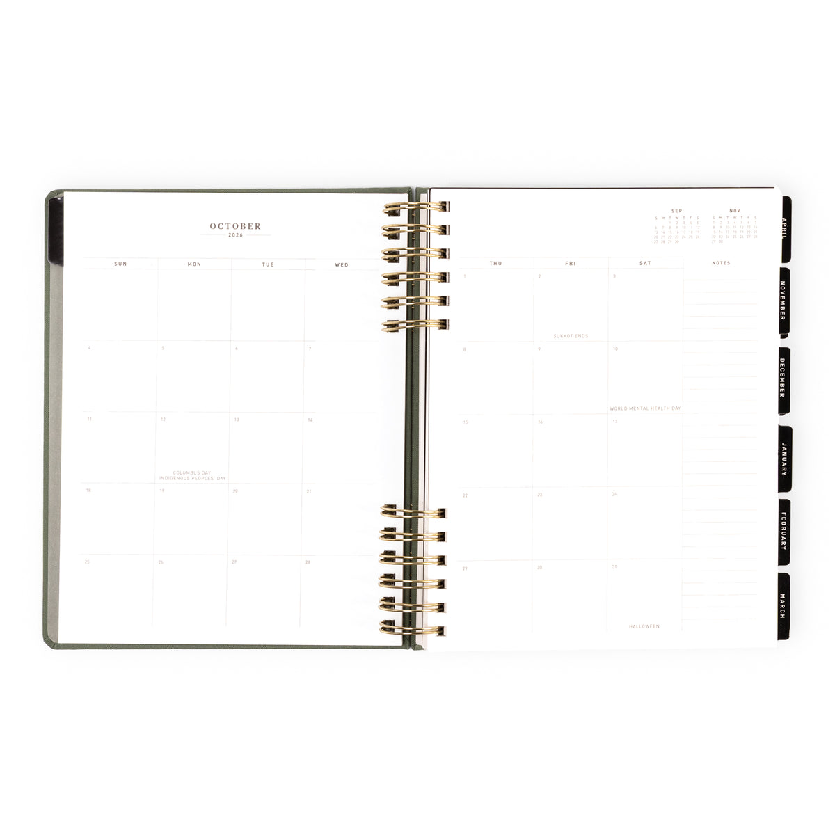 2026-2027 Weekly/Monthly Planner Sage Green