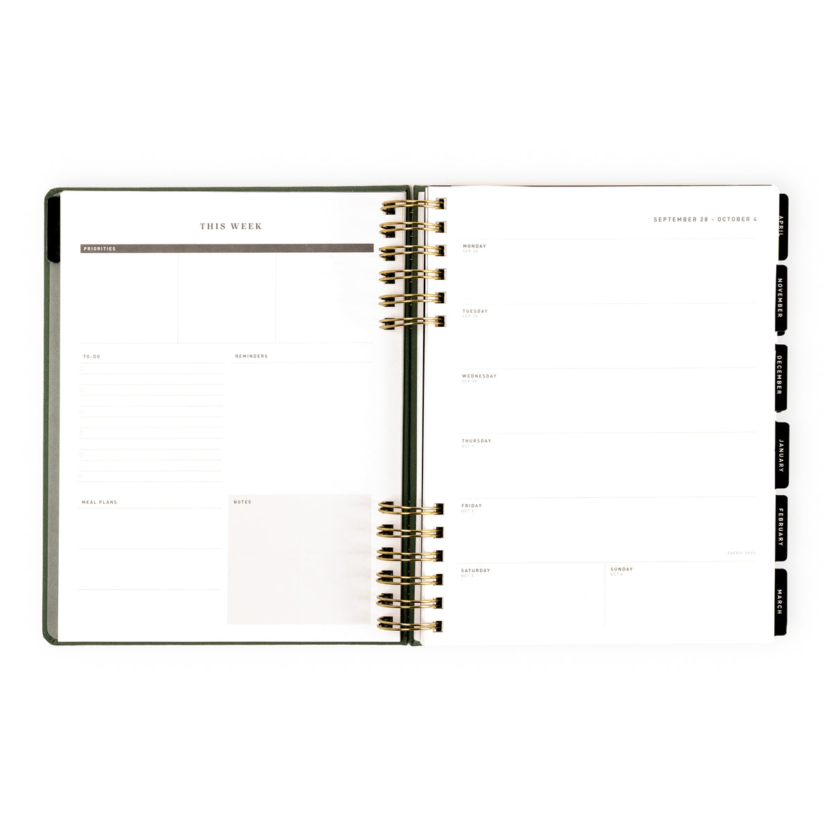 2026-2027 Weekly/Monthly Planner Sage Green
