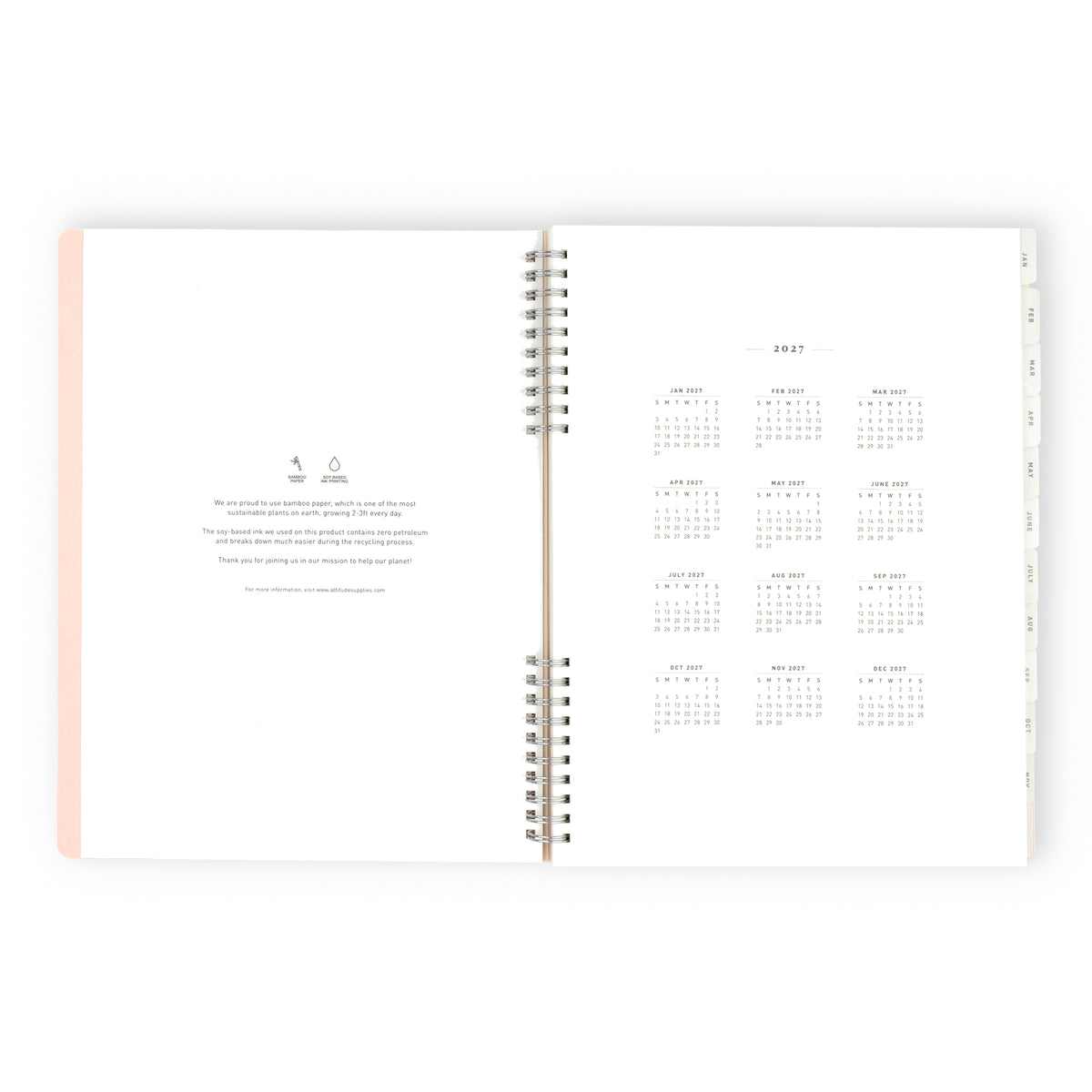 2027 Weekly/Monthly Planner Pink