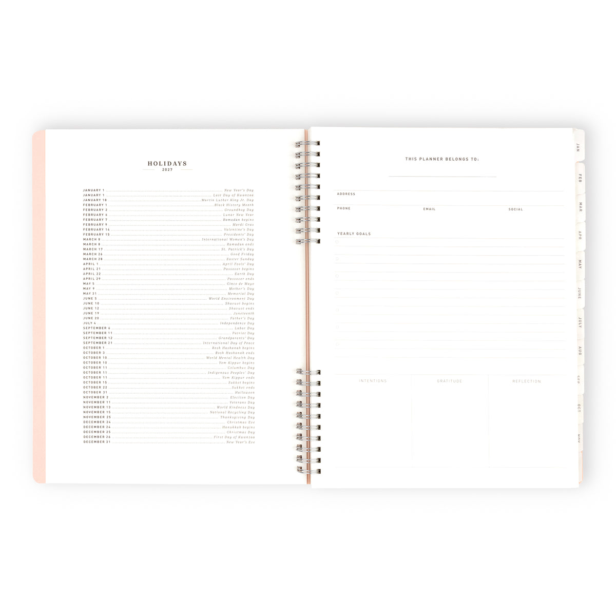 2027 Weekly/Monthly Planner Pink