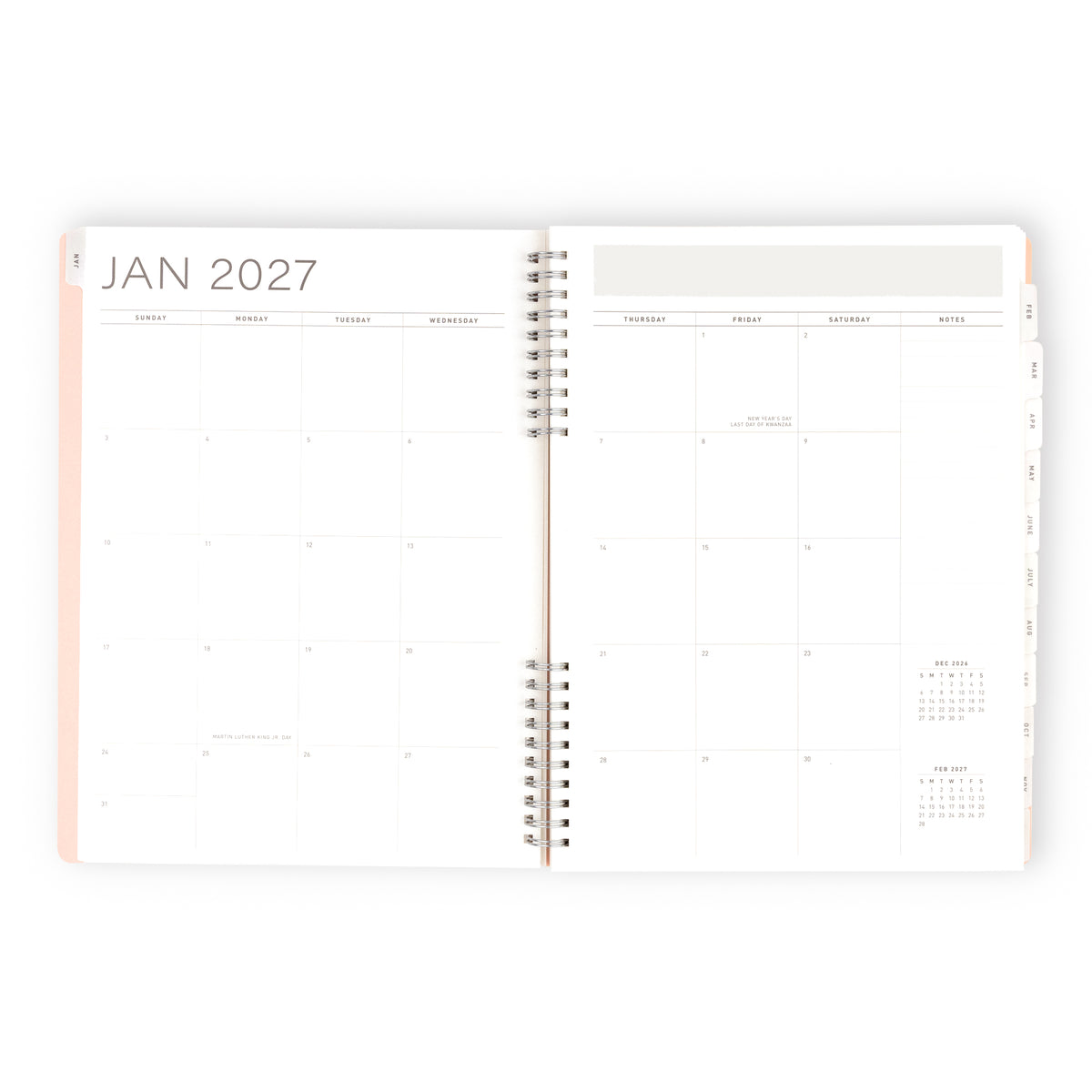 2027 Weekly/Monthly Planner Pink