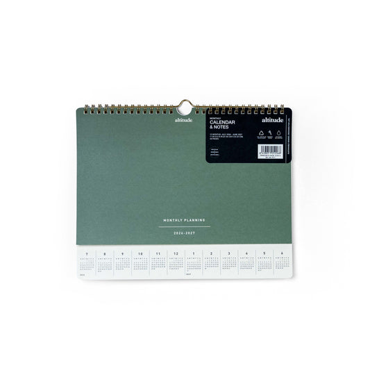 12 Month 2026-2027 11"x 8.75" Wall Calendar - Dark Sage