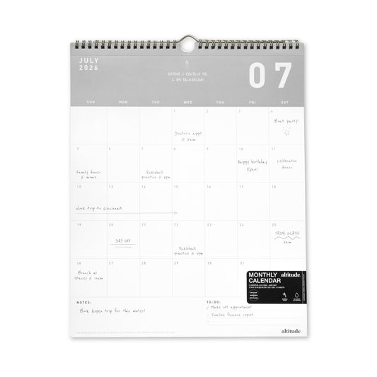12 Month 2026-2027 12"x 15" Wall Calendar - Warm Gray
